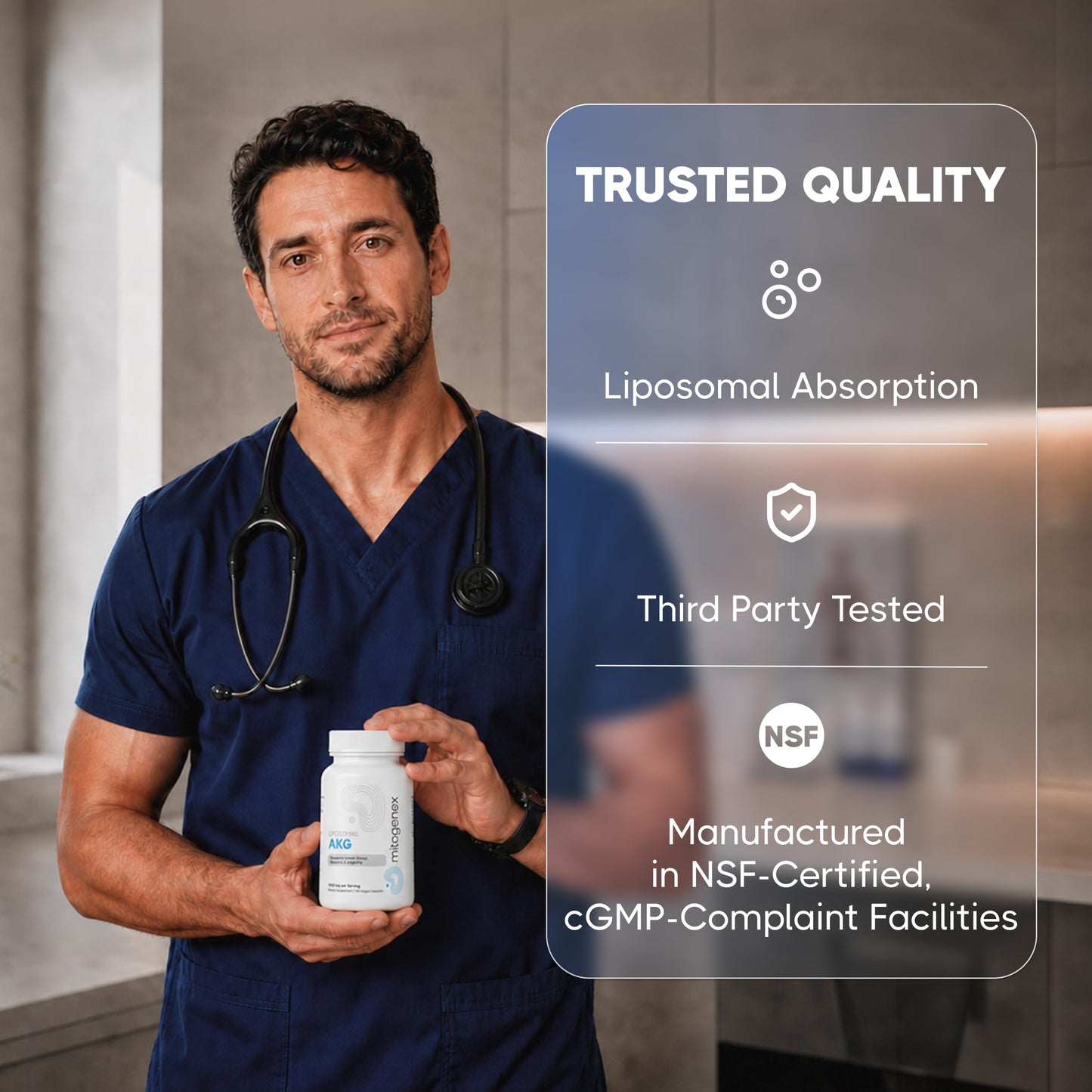 Mitogenex Liposomal AKG Supplement 1000 mg Alpha-Ketoglutarate for Mitochondrial Energy & Cellular Recovery 120 Capsules
