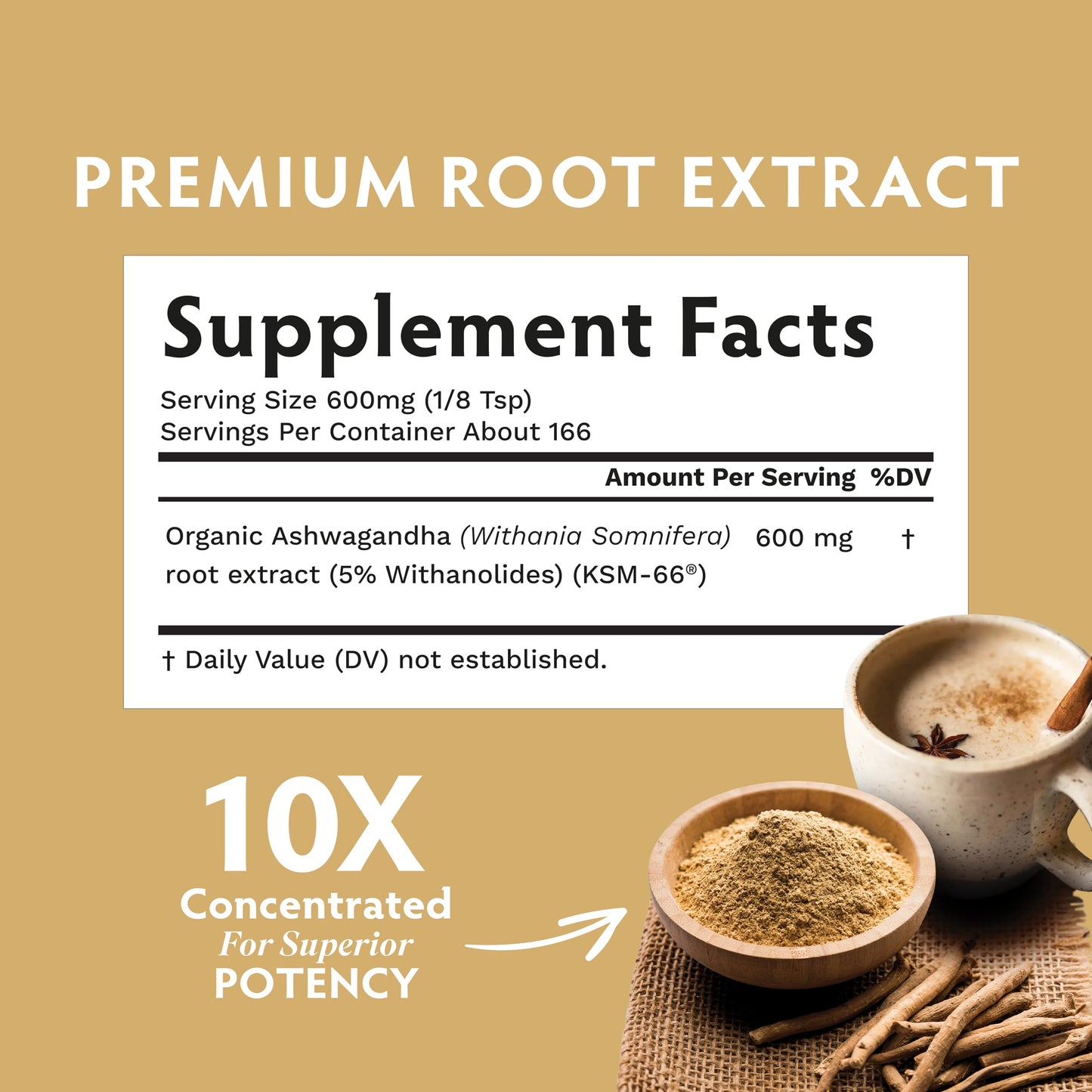 TRIBE ORGANICS KSM-66 Ashwagandha Root Extract Powder 3.53 Ounce