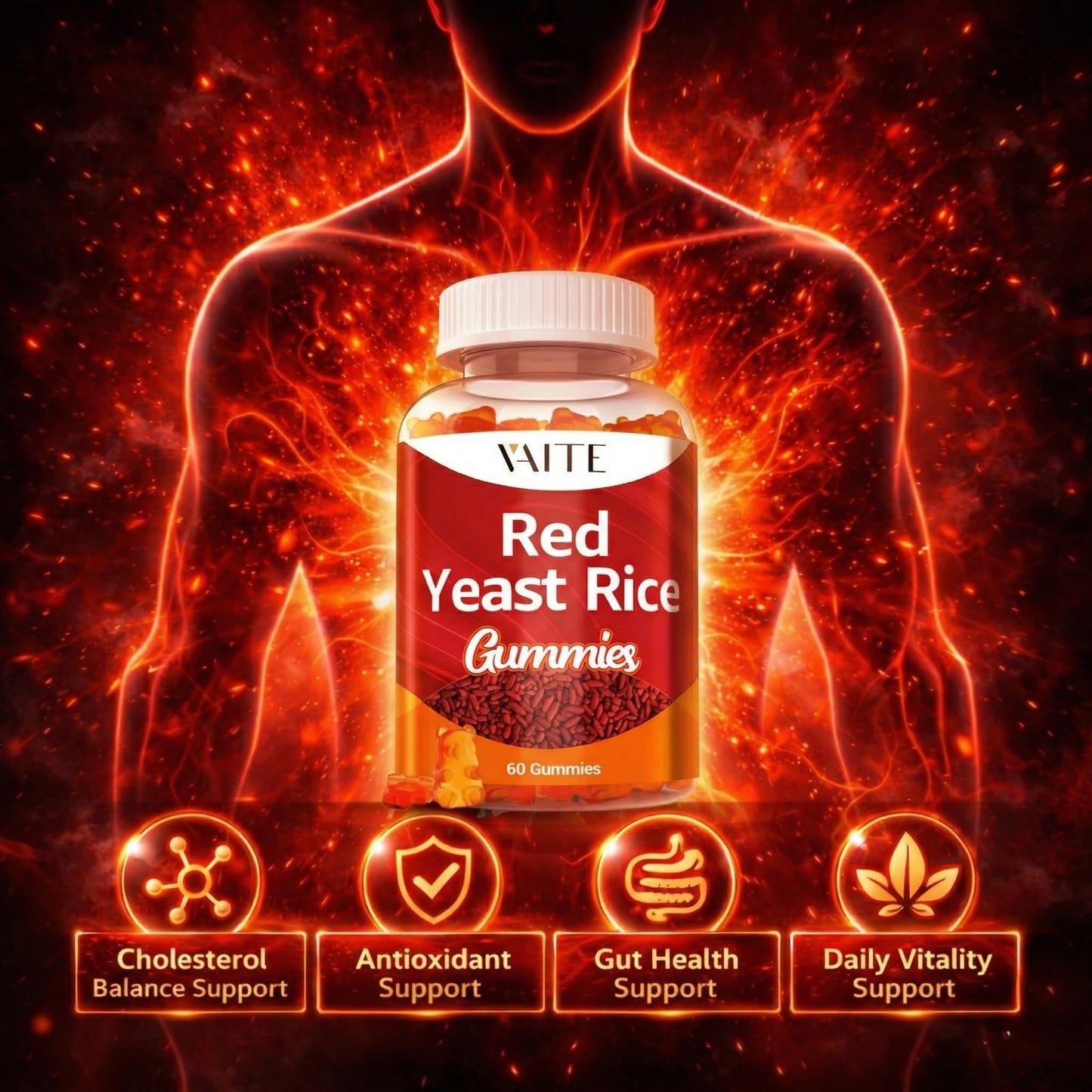 VAITE Red Yeast Rice with CoQ10 Gummies, 120 Count