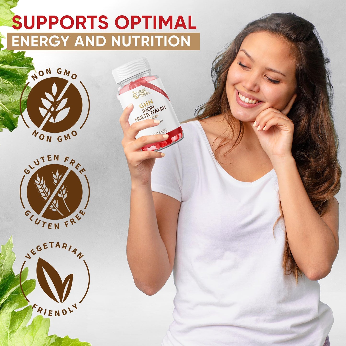 Global Health Naturals Nutritional Supplements Vegan Women’s Multivitamin Gummies with Iron – Gummy, 60 Count