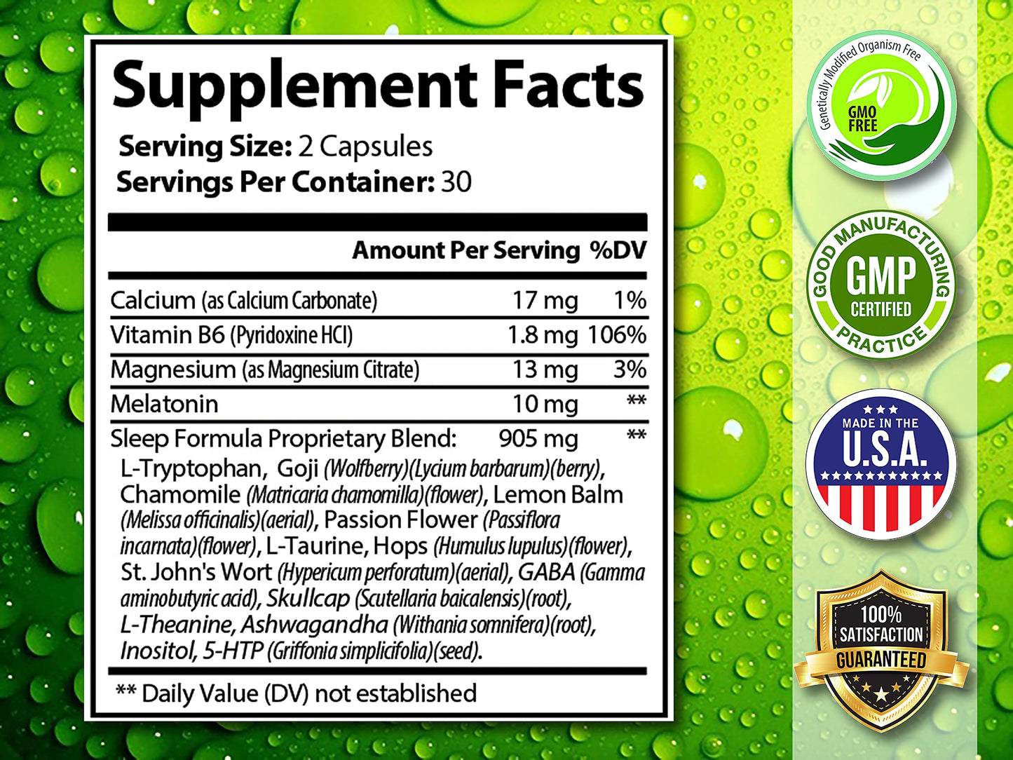 CRYSTAL PEAKS NUTRITION Natural Sleep Aid Herbal Sleep Supplement Capsule 60 Capsules