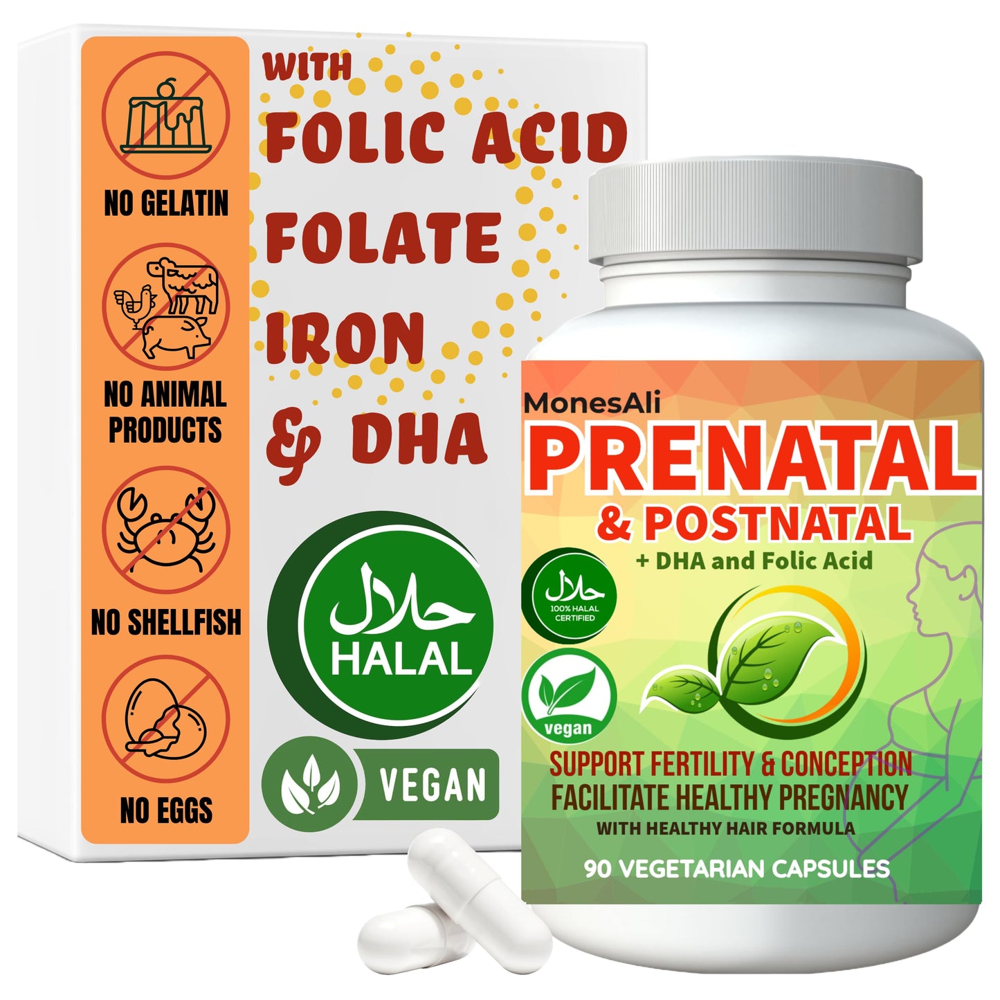 MonesAli Prenatal Vitamins for Women Capsules, 90 Count