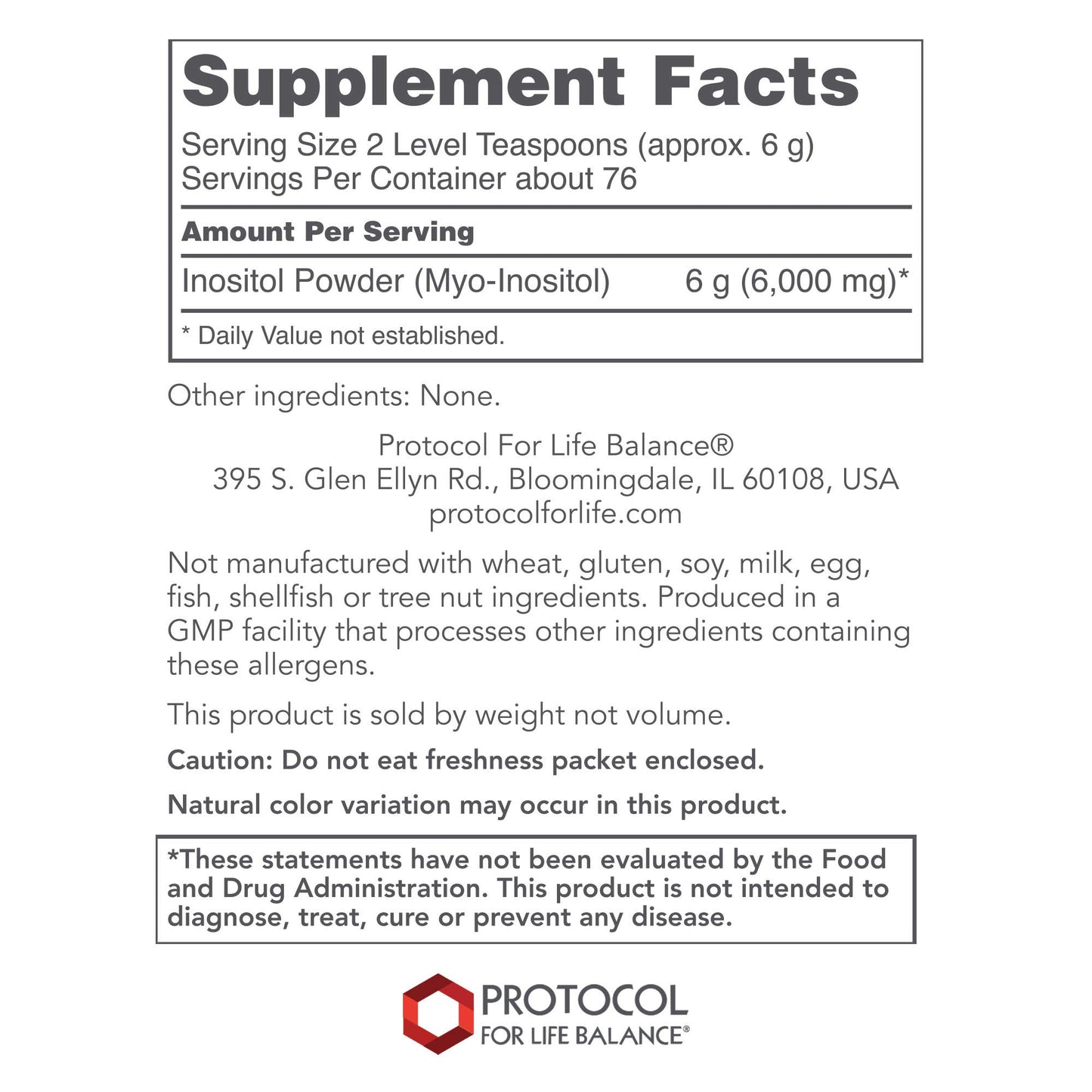 Protocol For Life Balance Myo-Inositol Powder 16 oz