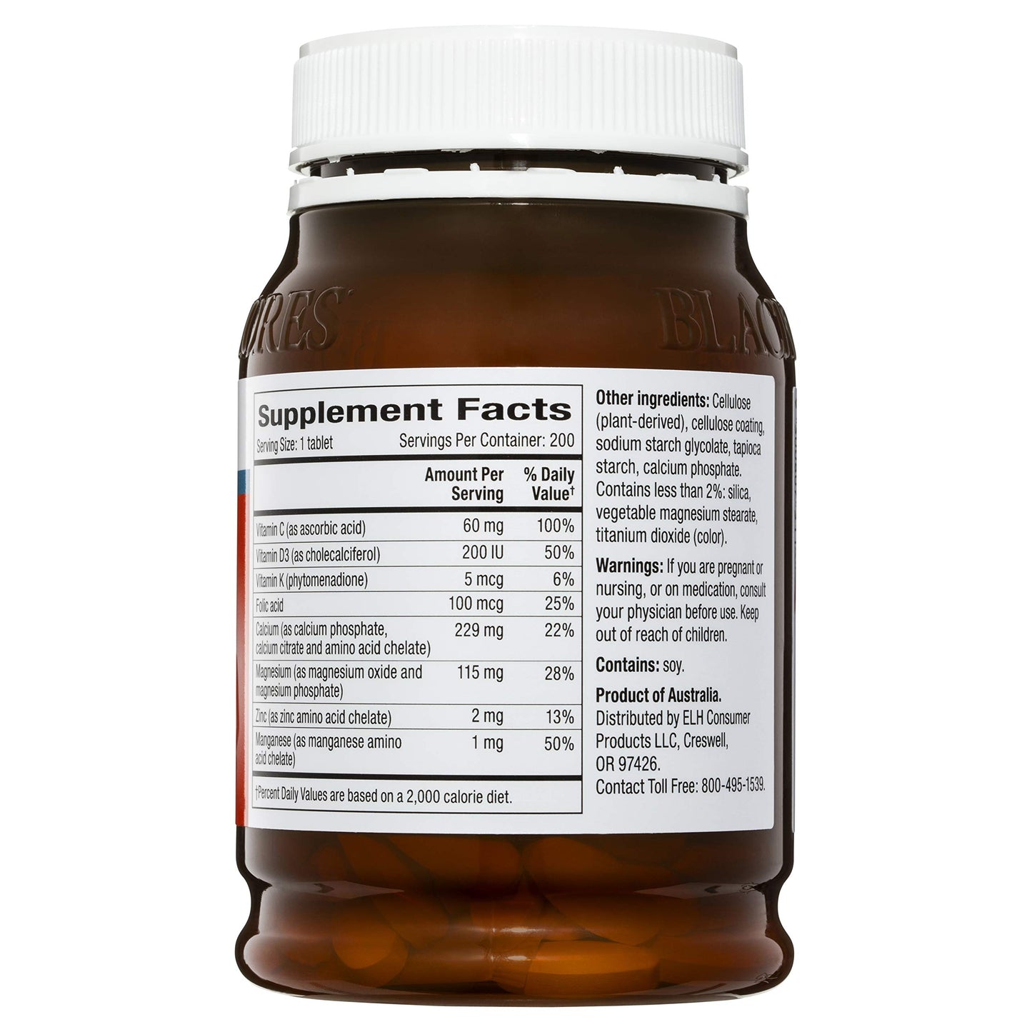 Blackmores Total Calcium & Magnesium + D3 200 Tablets
