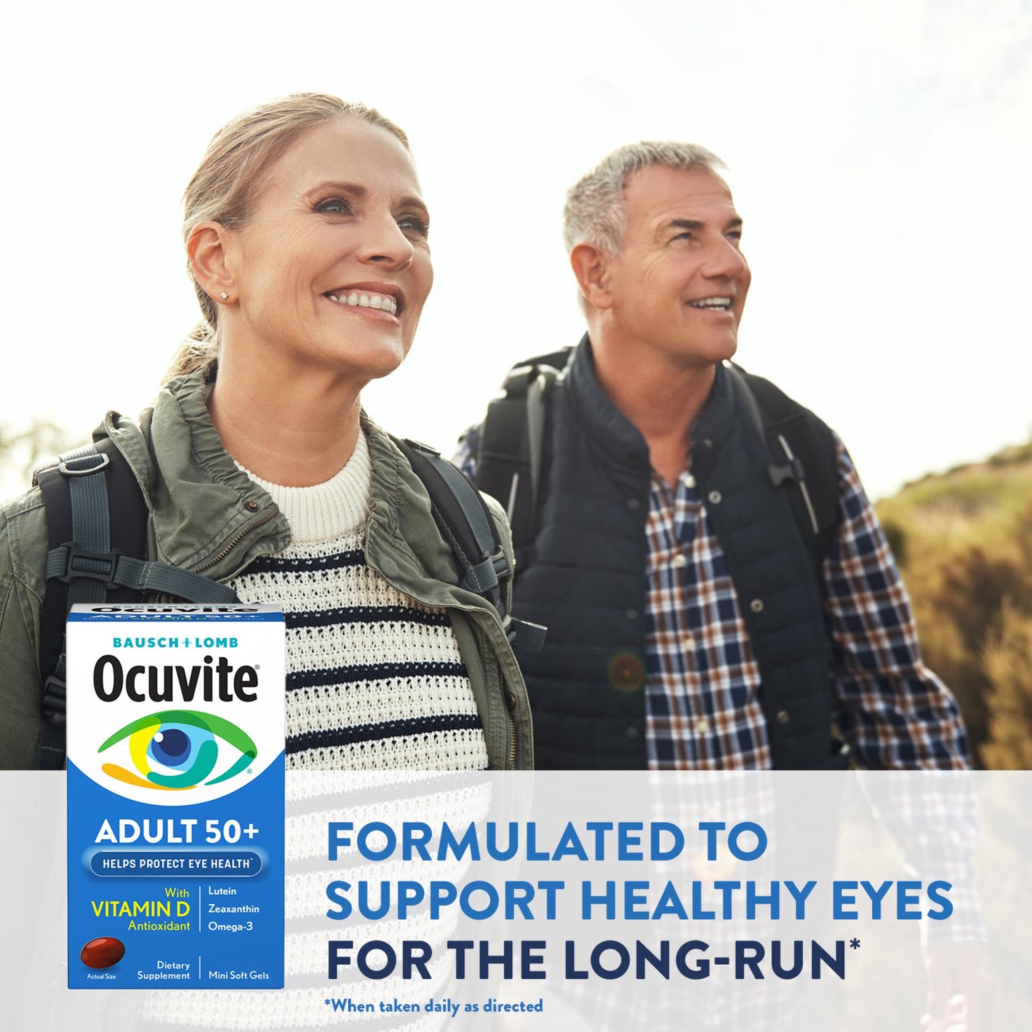 Ocuvite 50+ Eye Vitamin & Mineral Supplement, Multivitamin for Vision & Ocular Health with Omega-3, Zinc, Vitamins C & E, Lutein & Zeaxanthin, Zinc Supplements for Women and Men, 90 Softgels