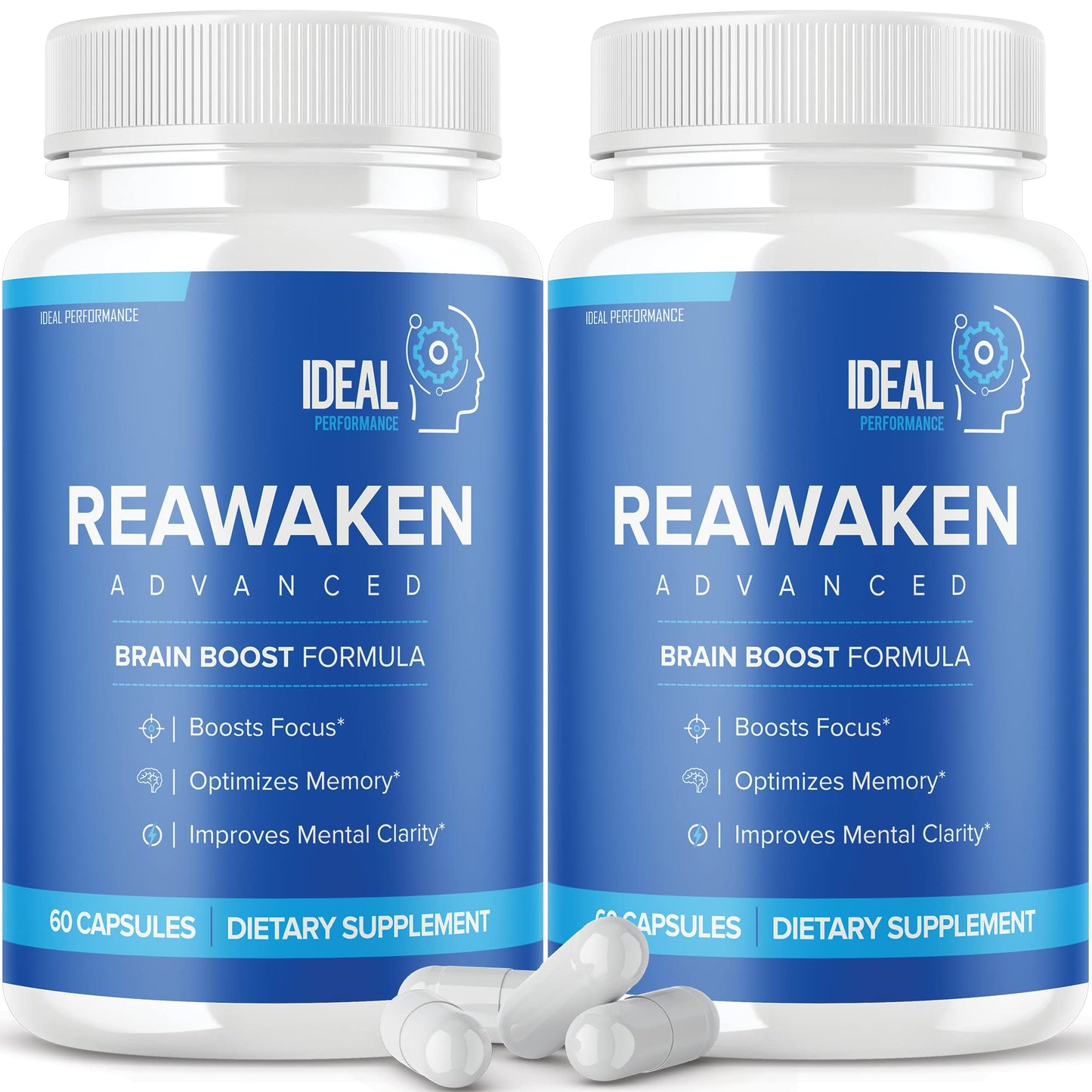 IDEAL PERFORMANCE Reawaken Brain Boost Supplement for Memory Advanced Formula, 120 Capsules