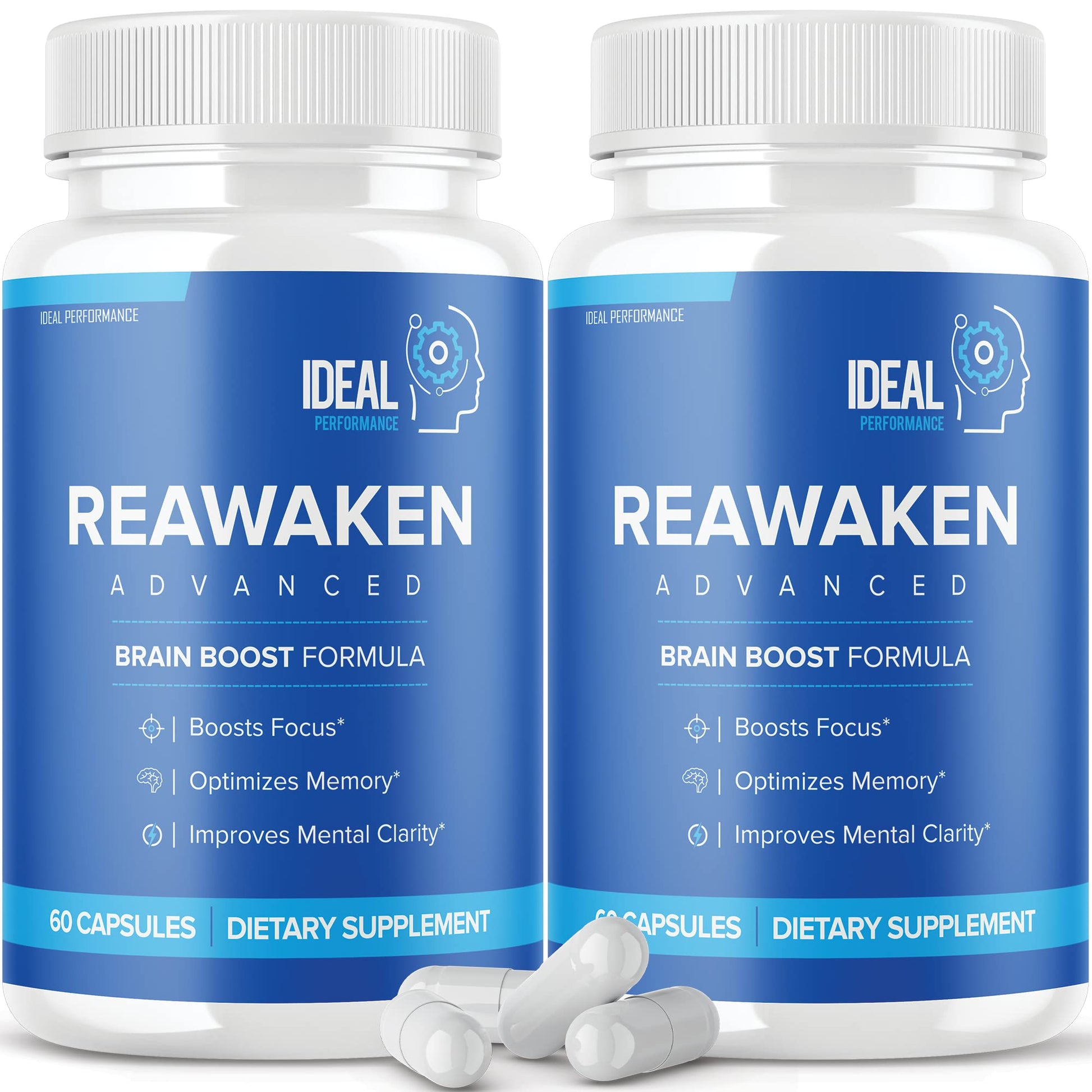 IDEAL PERFORMANCE Reawaken Brain Boost Supplement for Memory Advanced Formula, 120 Capsules