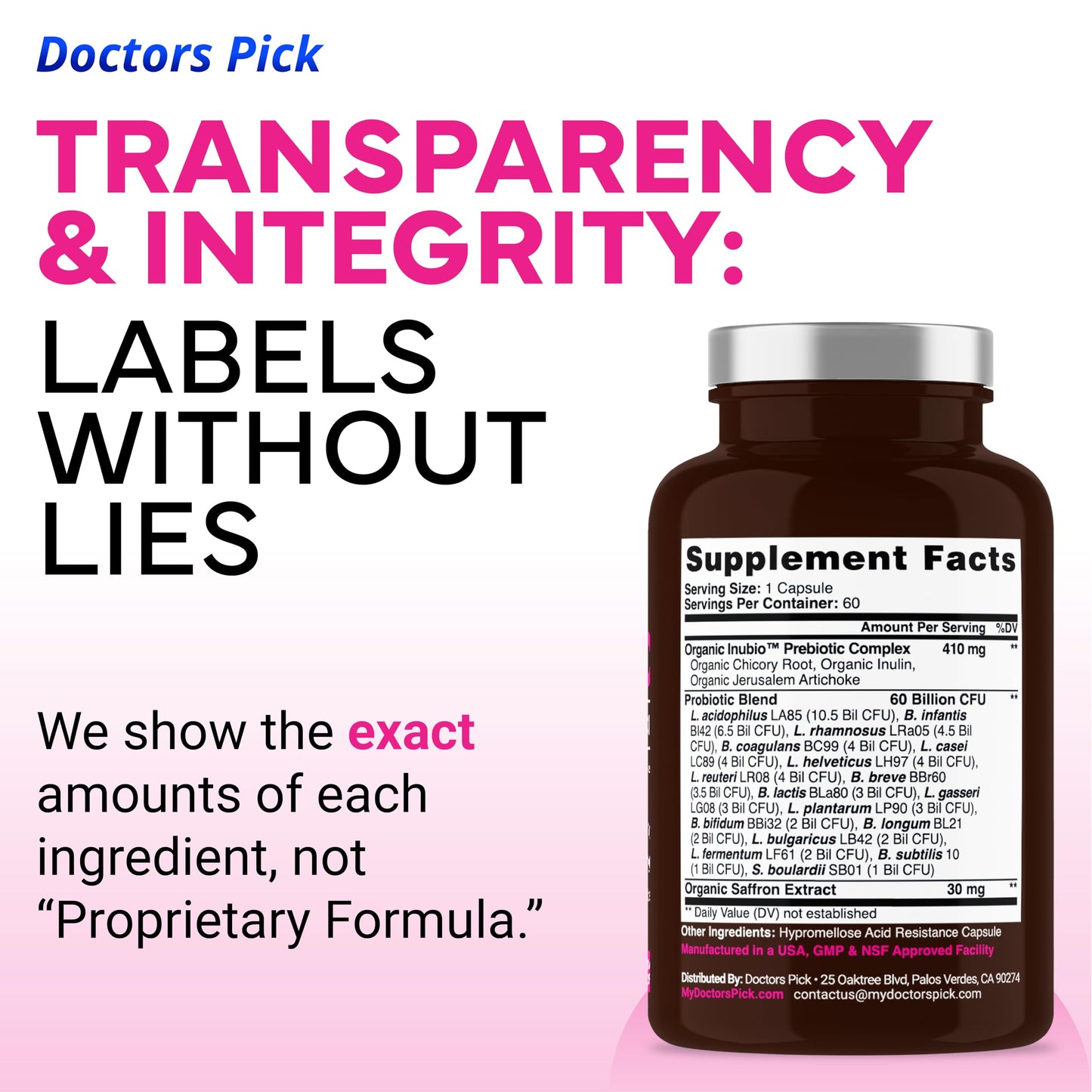 Doctors Pick Fem Pro Probiotics for Women 60 Capsules