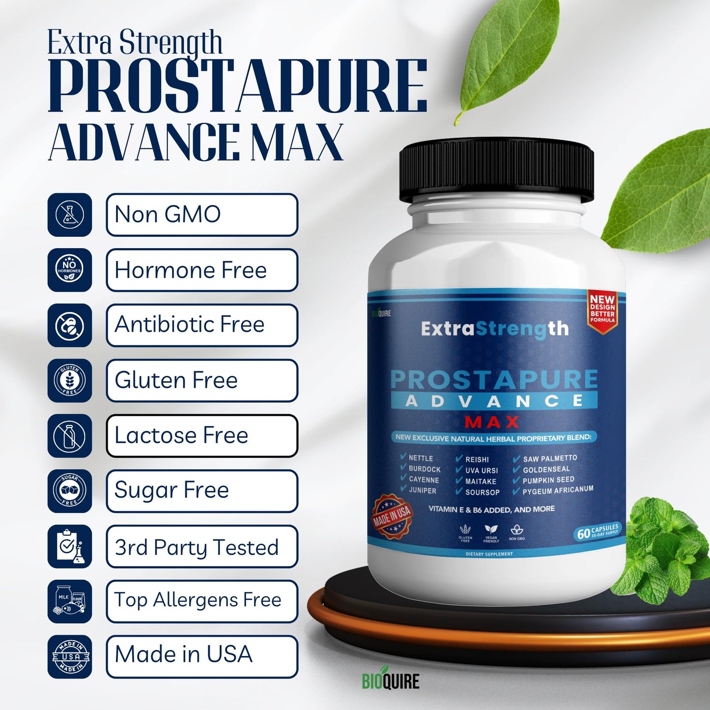 BIOQUIRE ProstaPure Advance Max Extra Strength Prostate Health Support Supplement Capsules 120