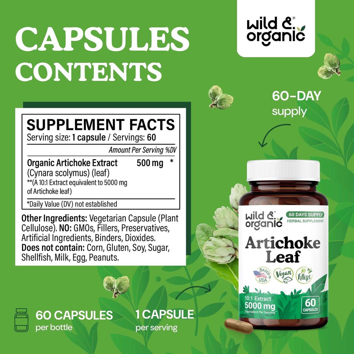 Wild & Organic Artichoke Leaf & Ginger Root 120 Capsules