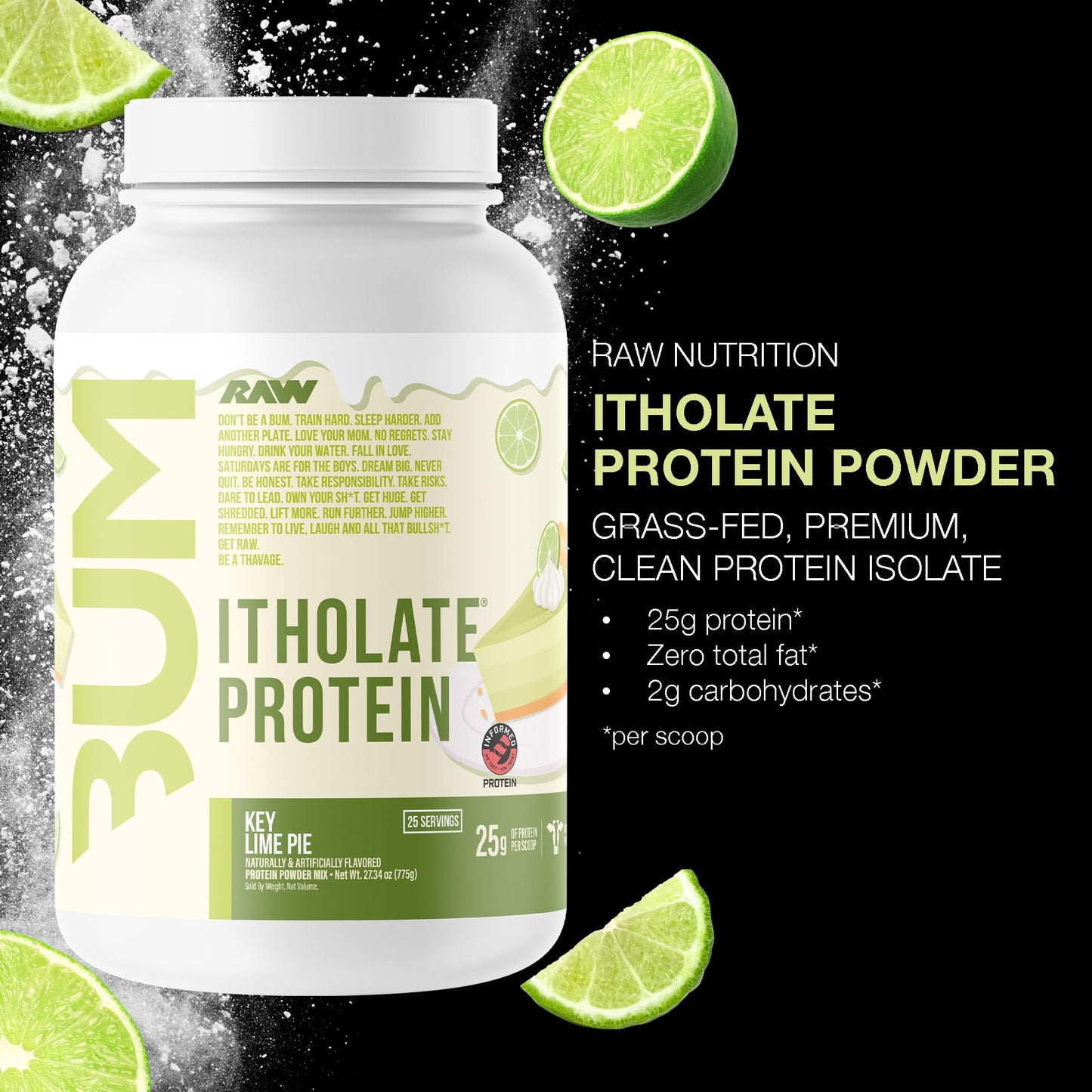 RAW Whey Isolate Protein Powder Key Lime, 25 Servings, 1.71 lb