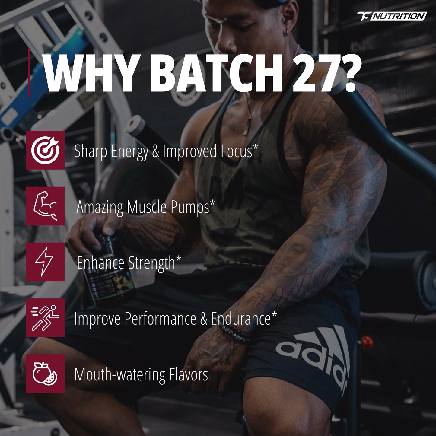 TC Nutrition Batch 27 Pre Workout Powder Cherry Bomb, 13.4 oz
