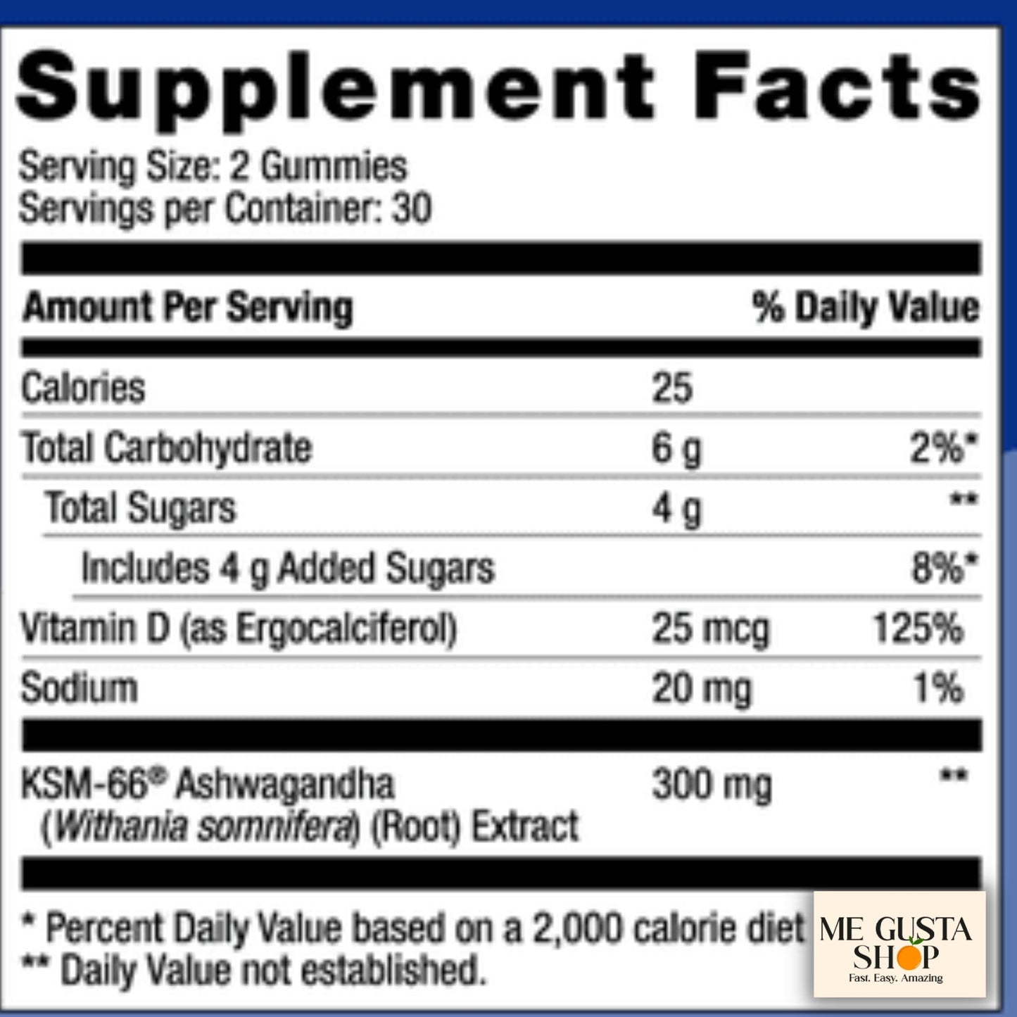ME GUSTA SHOP Ashwagandha Vegetarian Gummy Supplement, 60 Count