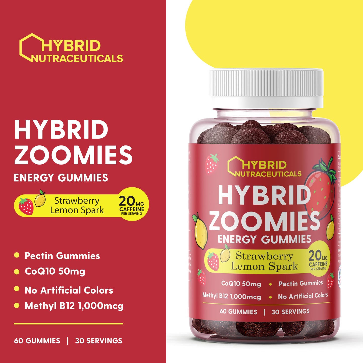 Hybrid Nutraceuticals Zoomies Energy Gummies 60 Count
