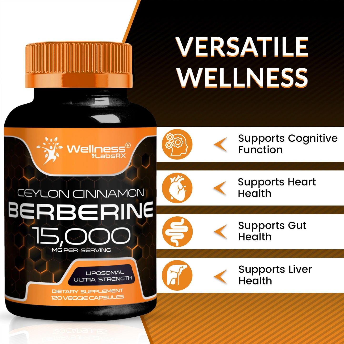 WELLNESS LABSRX Berberine 15,000mg Capsules, 120 Count