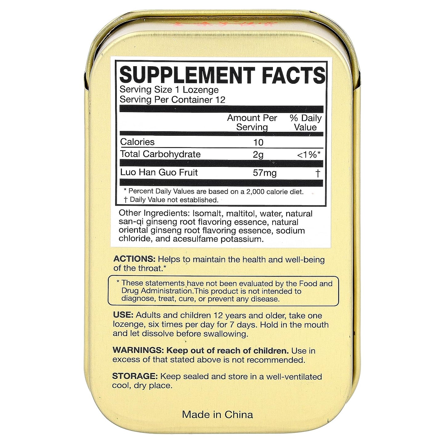 Solstice Medicine Company Golden Throat Lozenge, Ginseng, 12 Lozenges