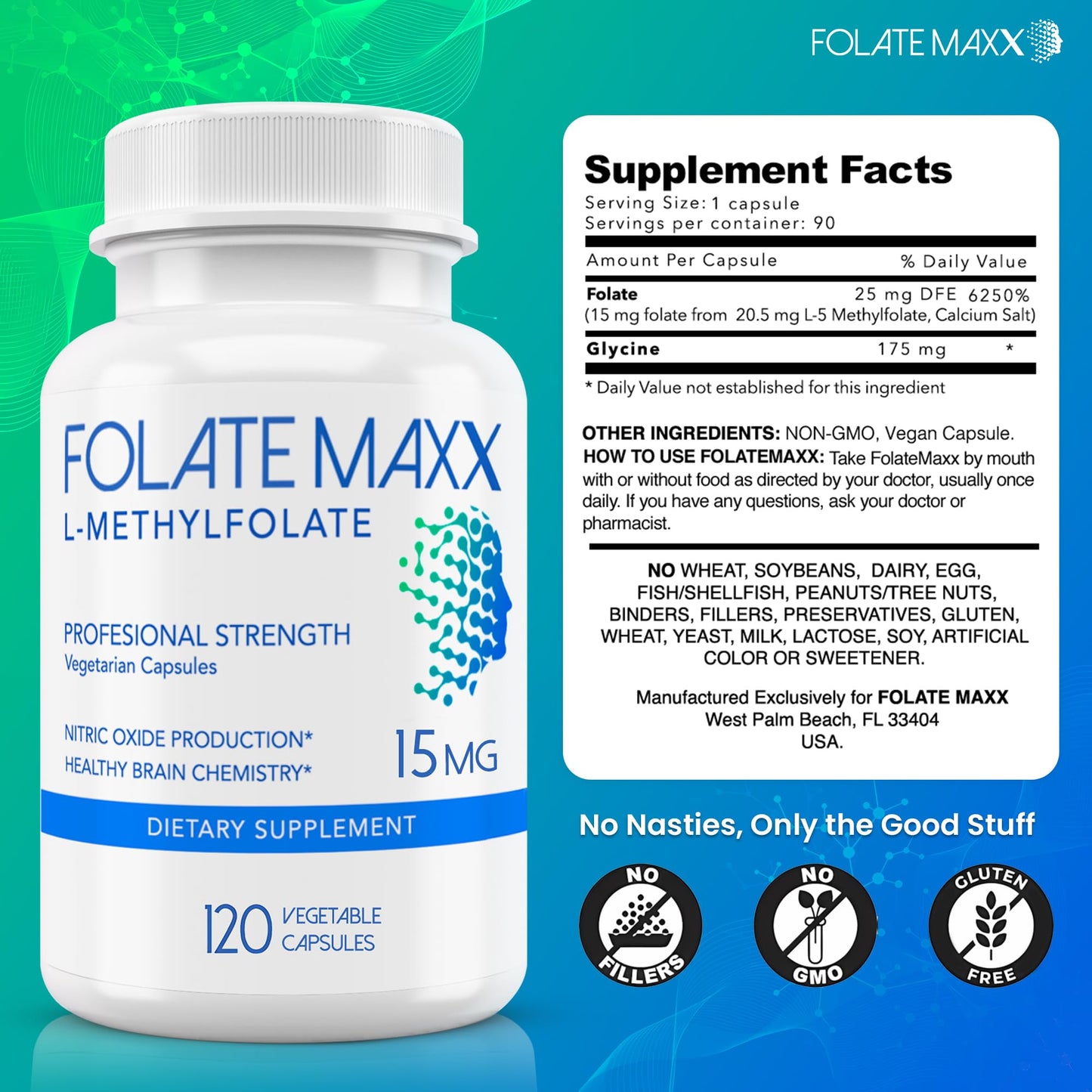 FOLATE MAXX L-Methylfolate 15mg Capsule, 120 Capsules