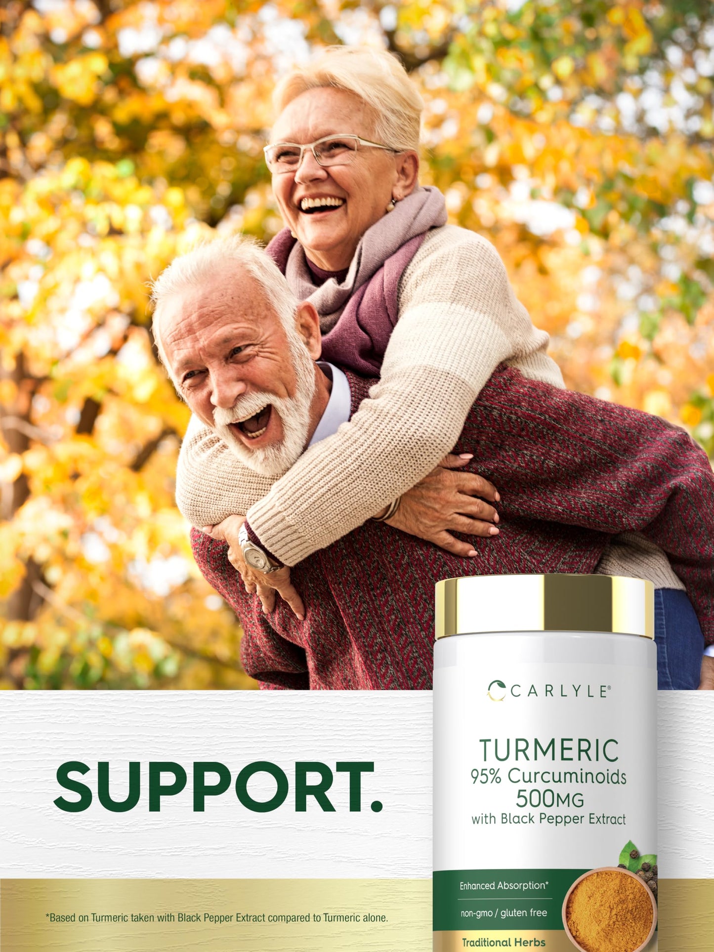 Carlyle Turmeric Curcumin Supplement 500mg Softgels, 60 Count