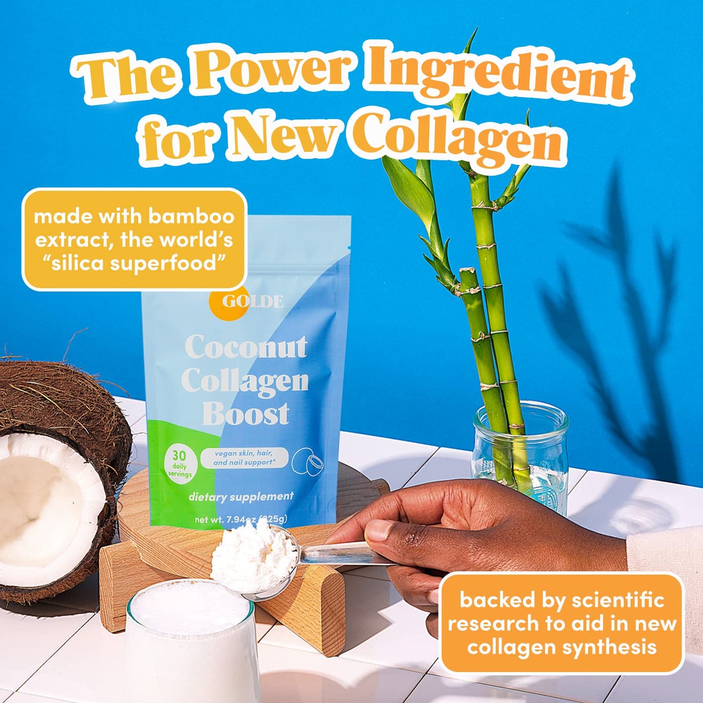 GOLDE Collagen Boost Vegan Creamer Vanilla Cream Powder 3.97 Ounce