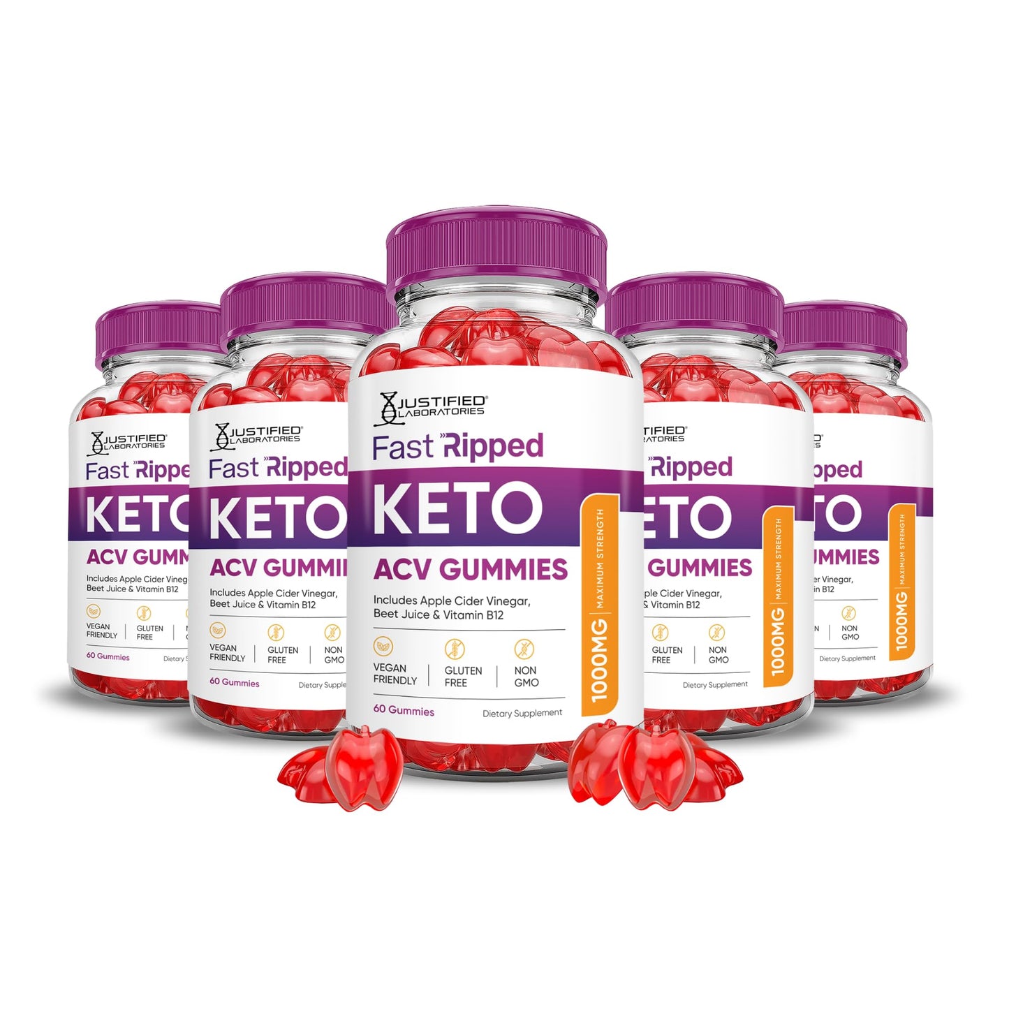 Justified Laboratories Fast Ripped Keto ACV Gummies (1000 mg) 300 Gummies