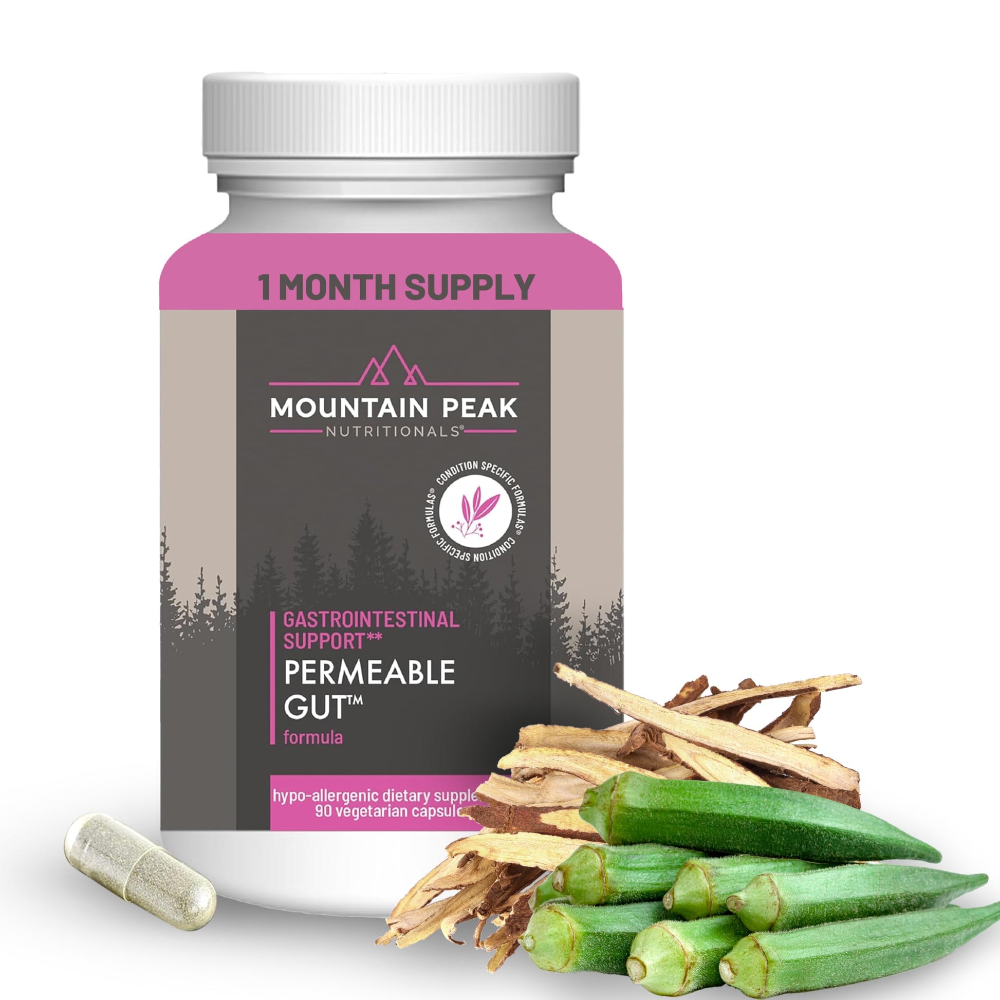 Mountain Peak Nutritionals Permeable Gut Formula Leaky Gut Capsules, 90 Capsules