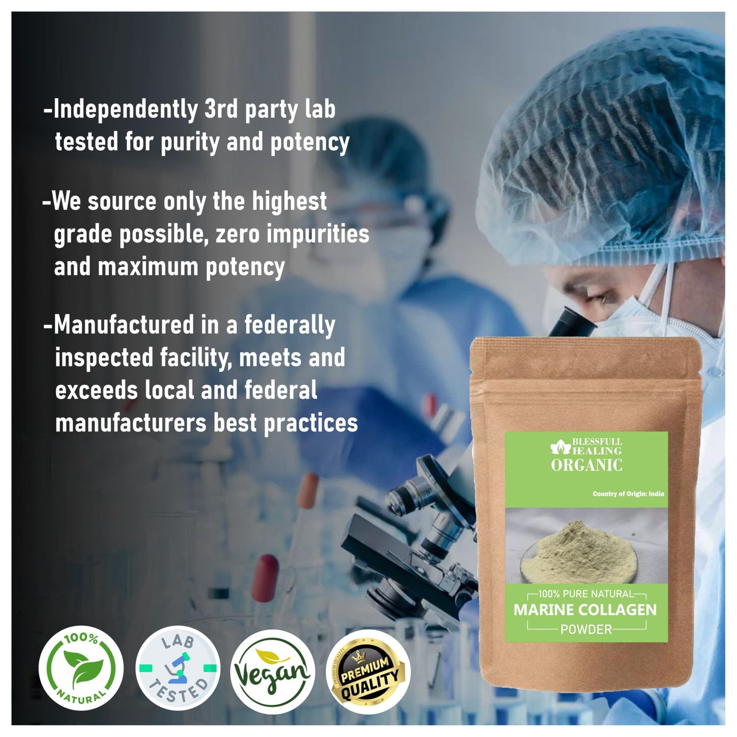 Blessfull Healing Organic Marine Collagen Powder 300 Gram