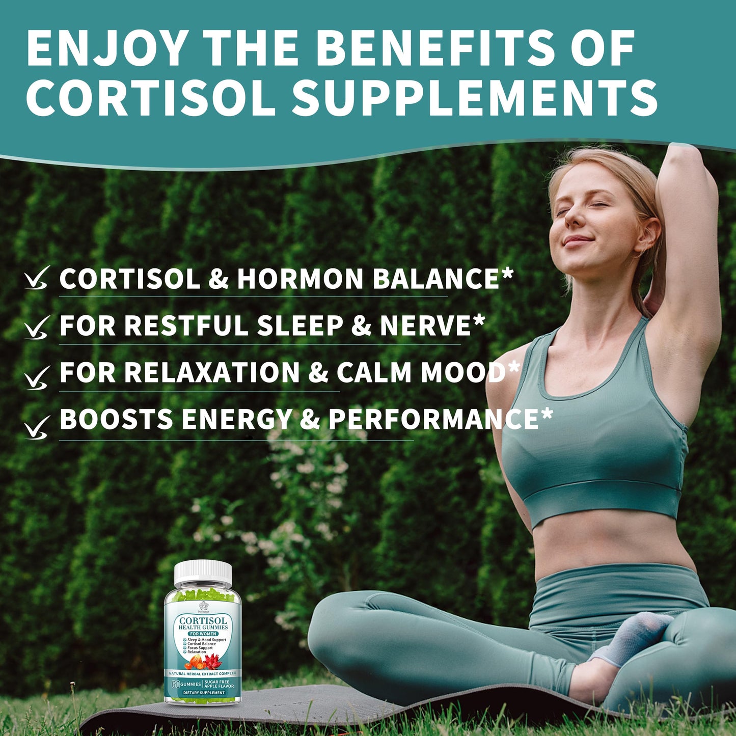 Herbance Cortisol Reducer Gummies for Women, 60 Count