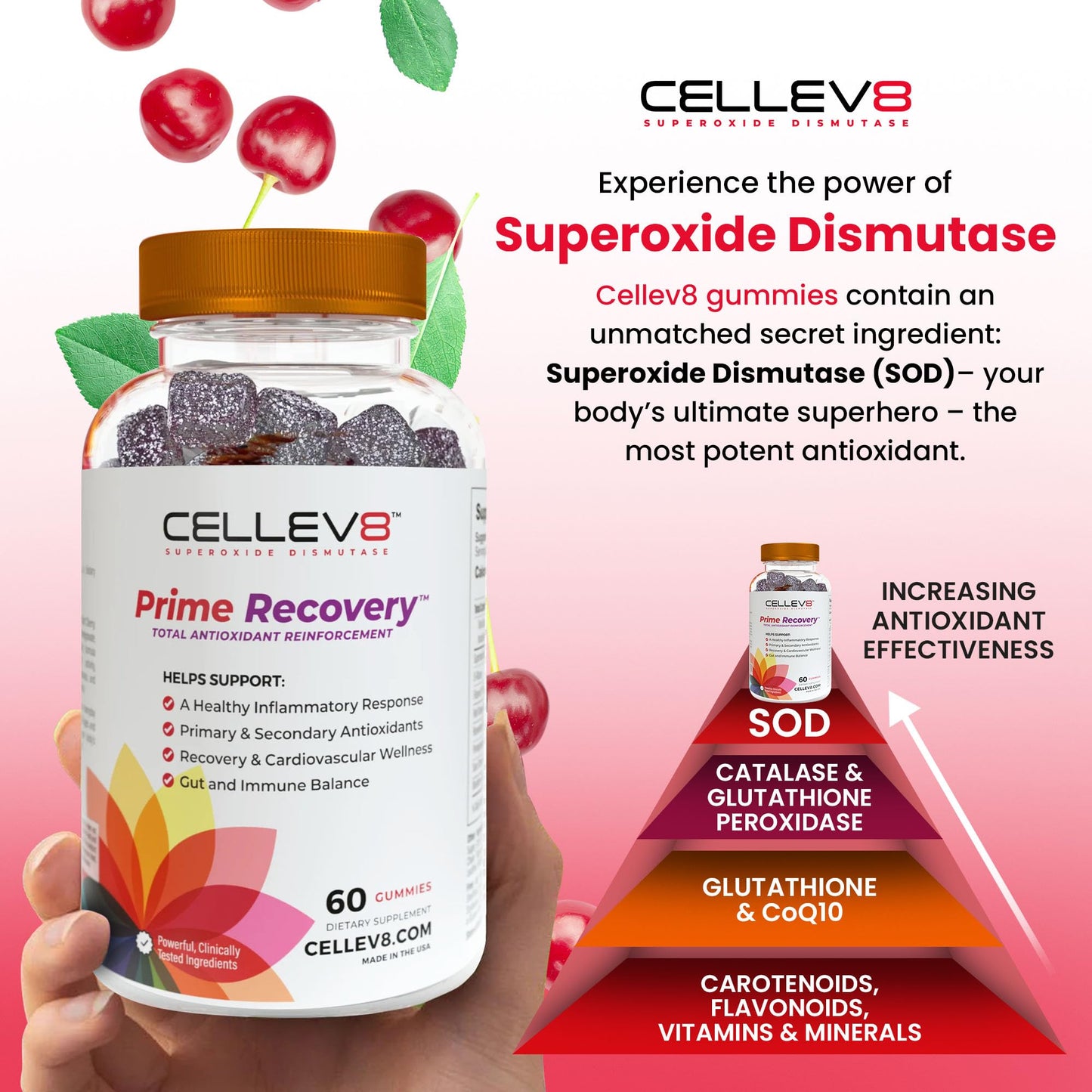 Cellev8 Prime Recovery Joint & Muscle Recovery Gummies, 60 Count