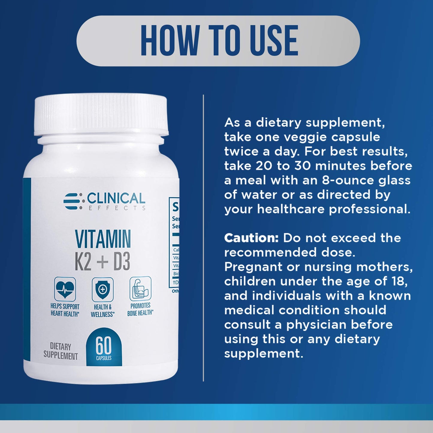 Clinical Effects Vitamin K2 + D3 Capsules 180