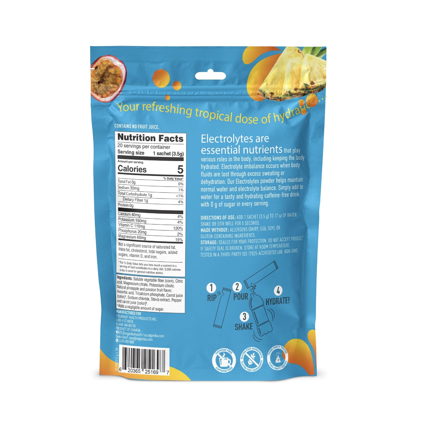 Organika Electrolytes Powder 2.47 Ounce