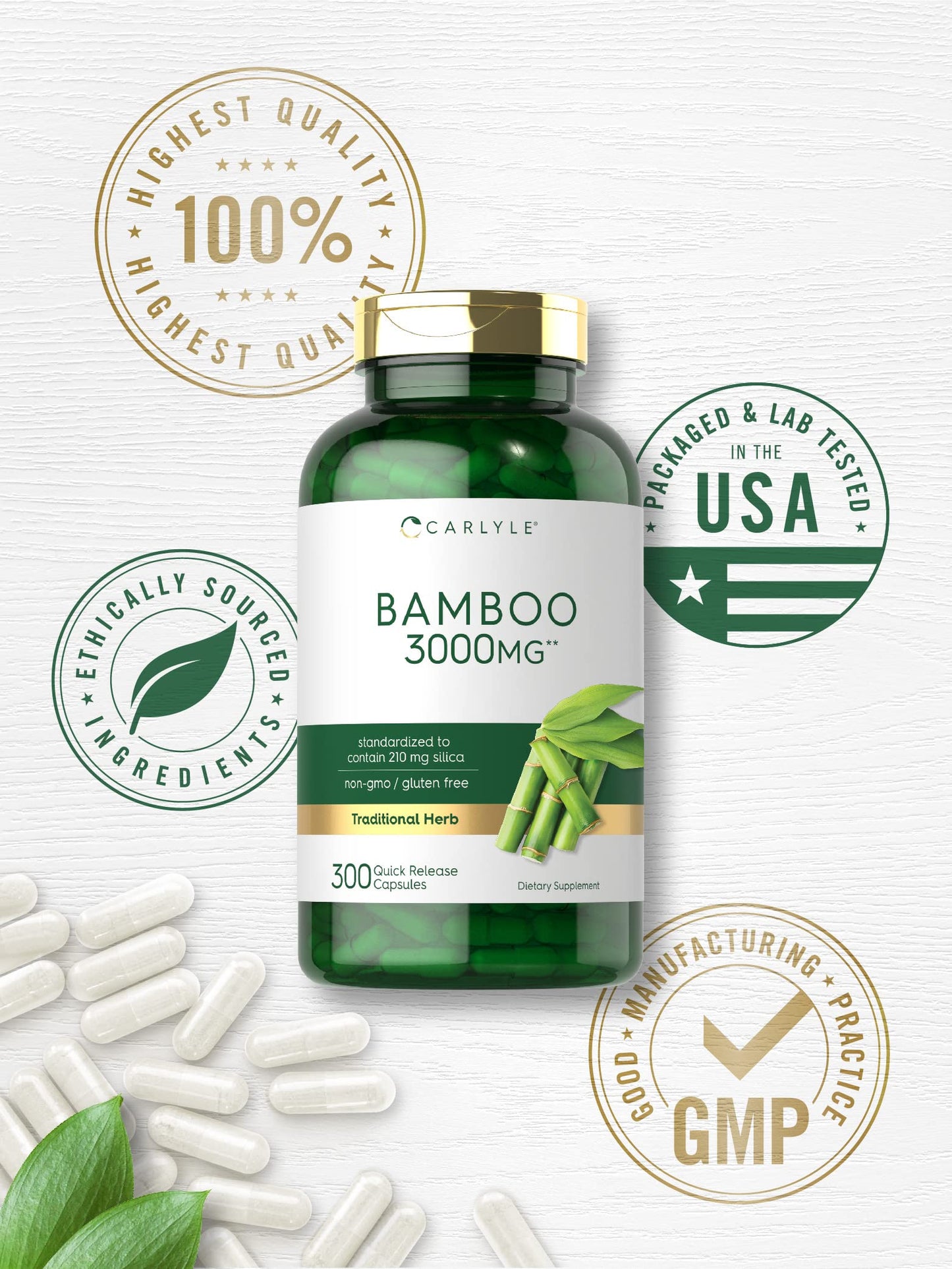 Carlyle Bamboo Extract Capsules 300 Count