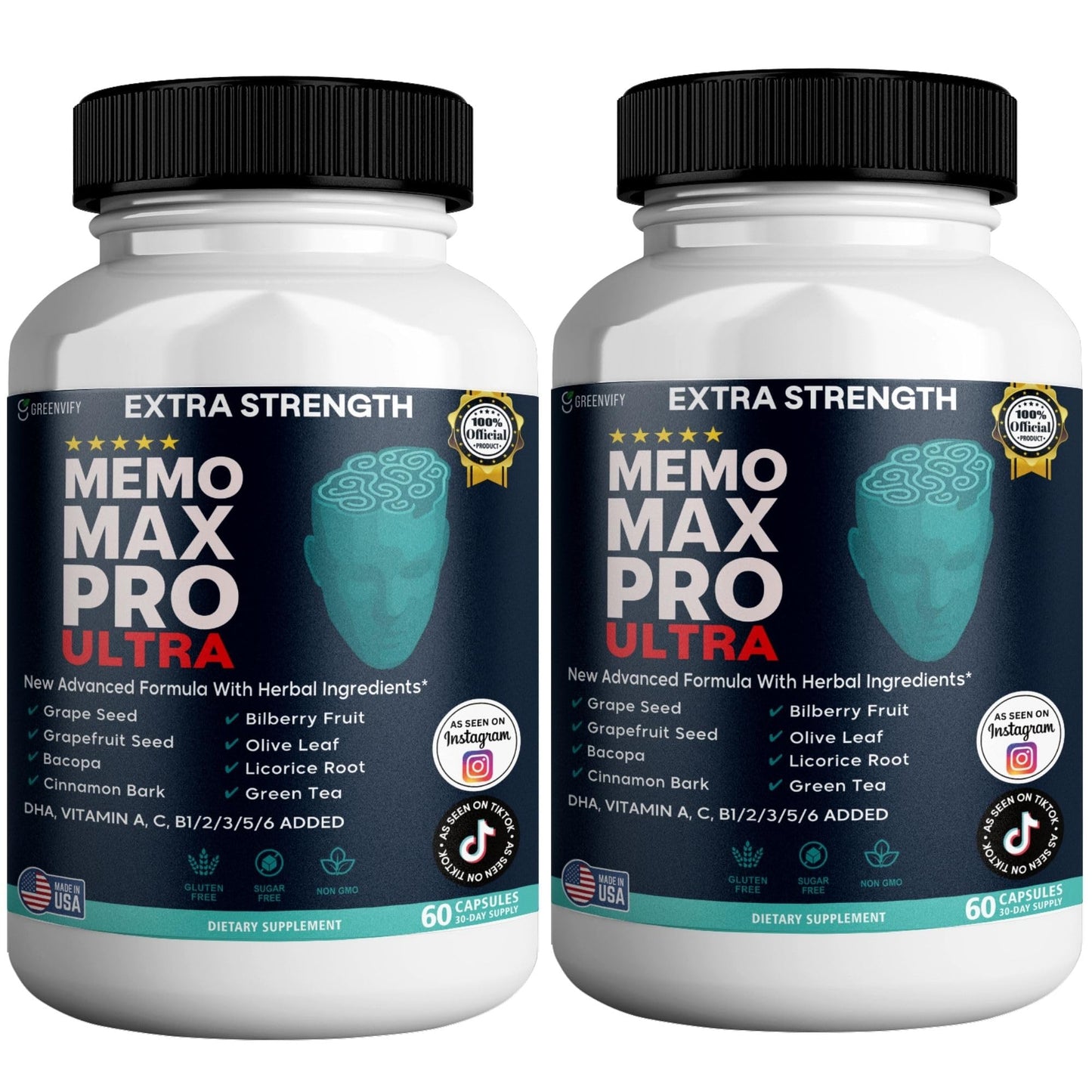 GREENVIFY Memo Max Pro Ultra Memory Support Supplement Capsules, 120 Capsules