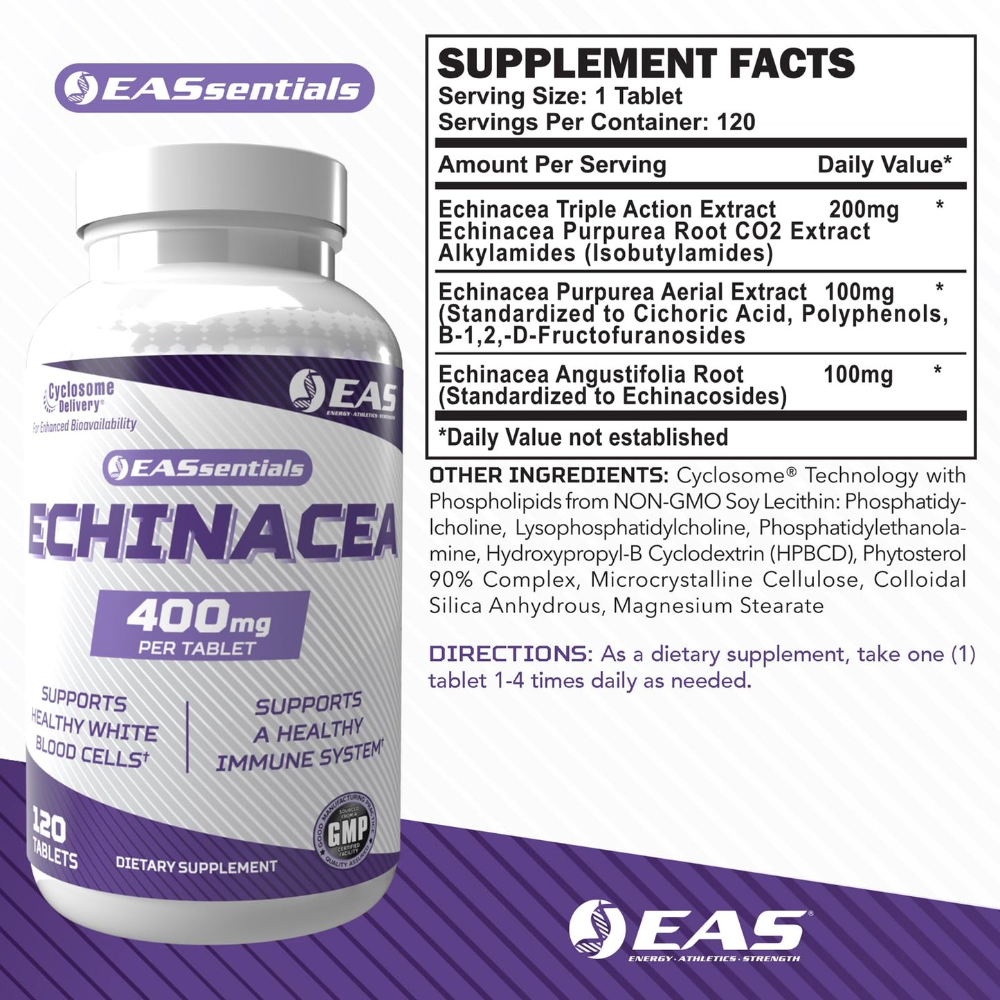 Experimental and Applied Sciences Echinacea 400mg Tablets, 120 Count