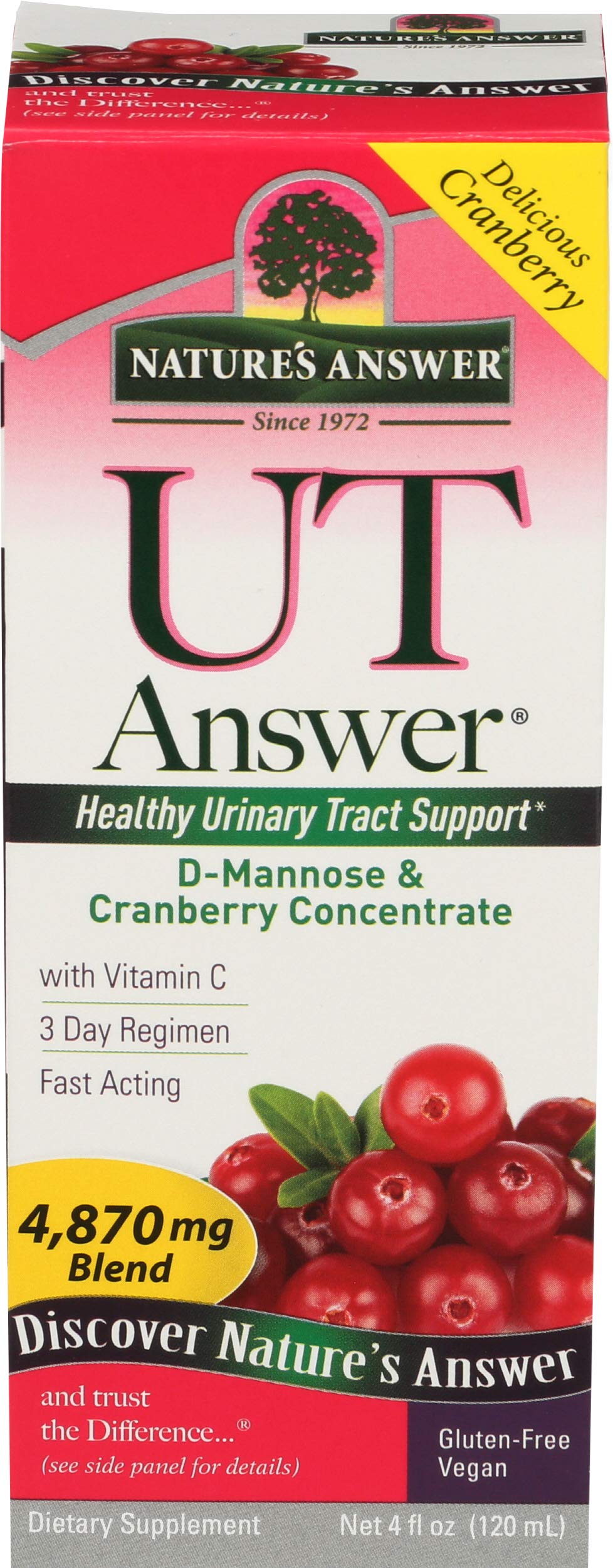 Nature's Answer UT Answer D-Mannose Cranberry 4 Capsules