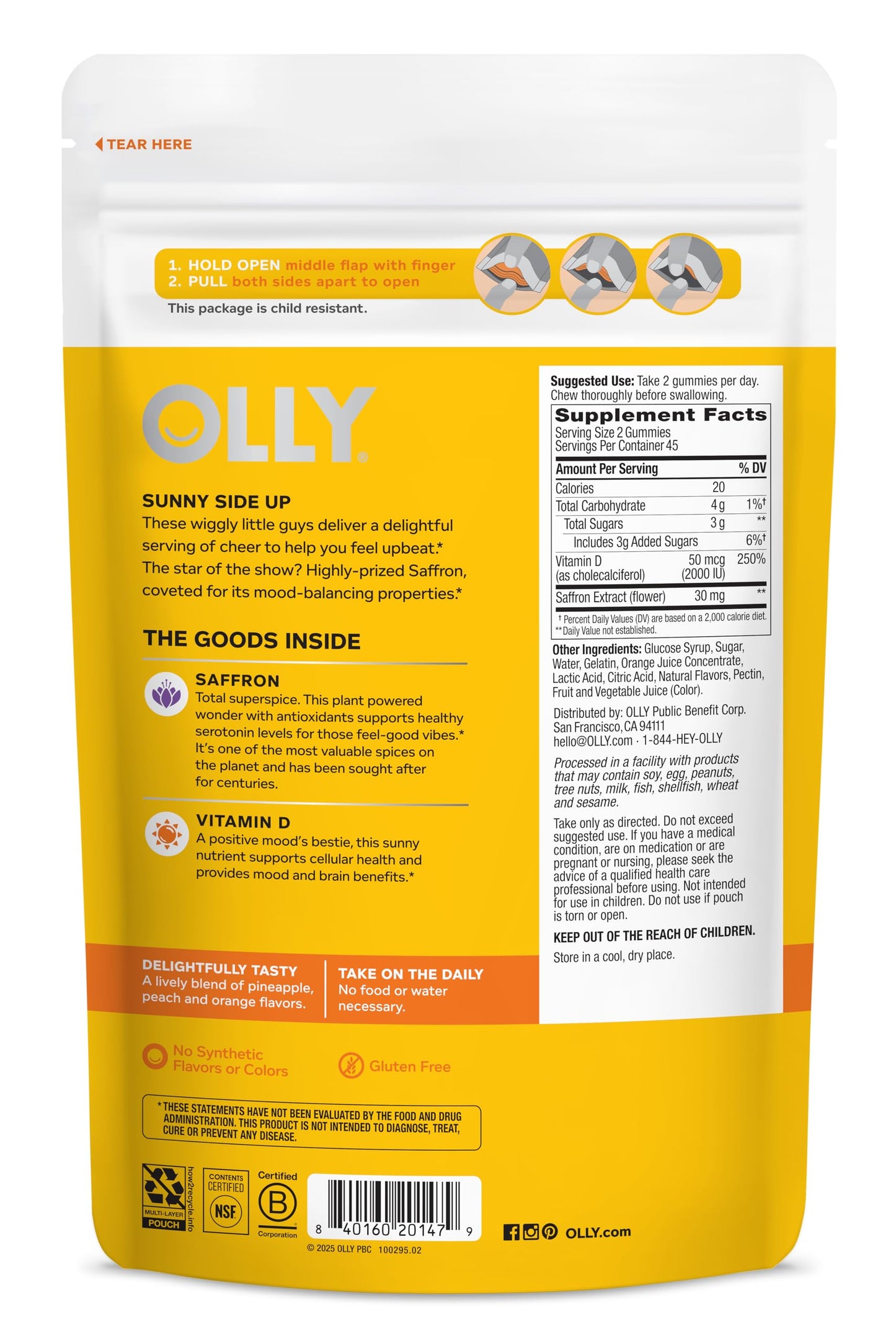 OLLY Hello Happy Gummy Worms Gummy, 90 Count