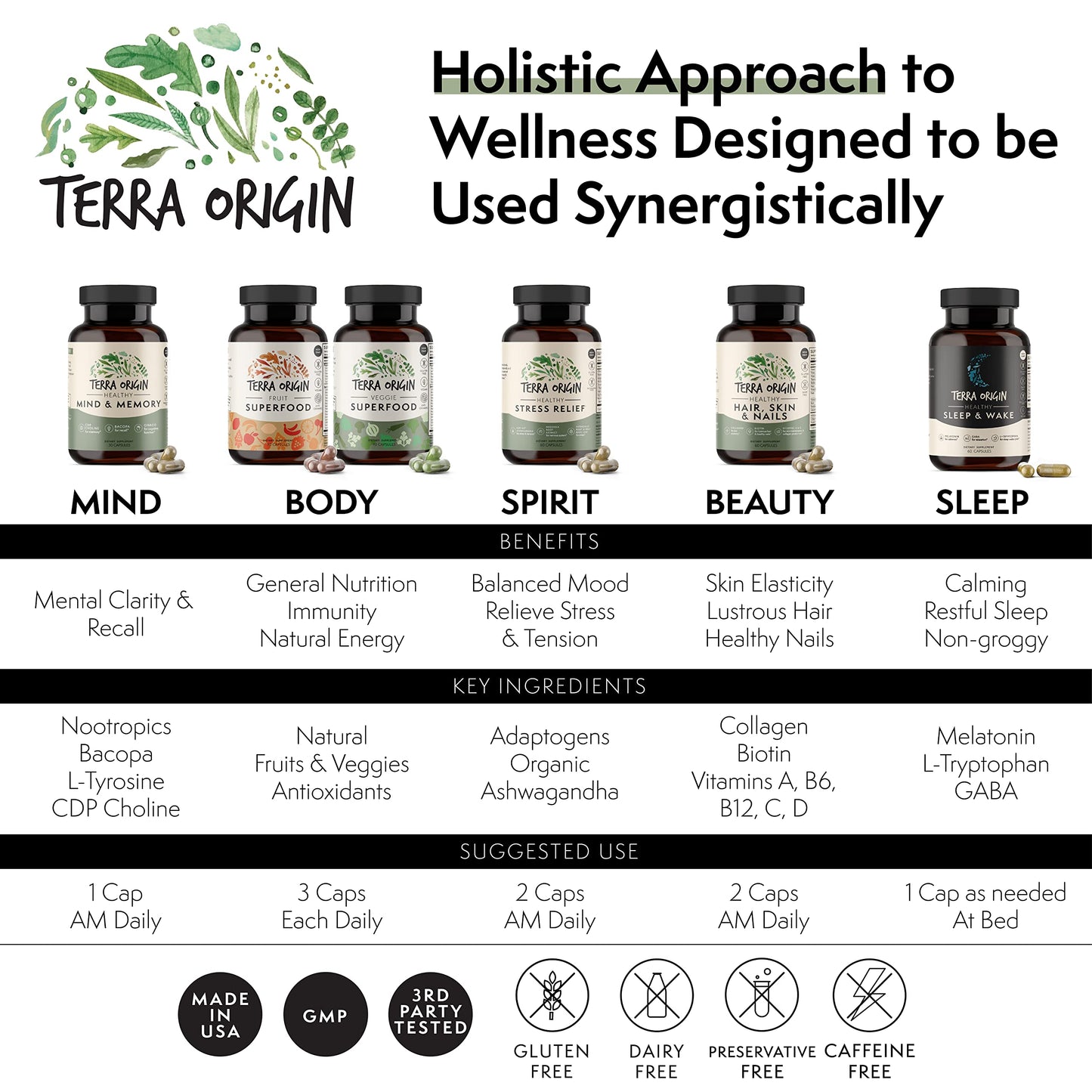 TERRA ORIGIN Veggie Superfood Supplement Capsules, 90 Count
