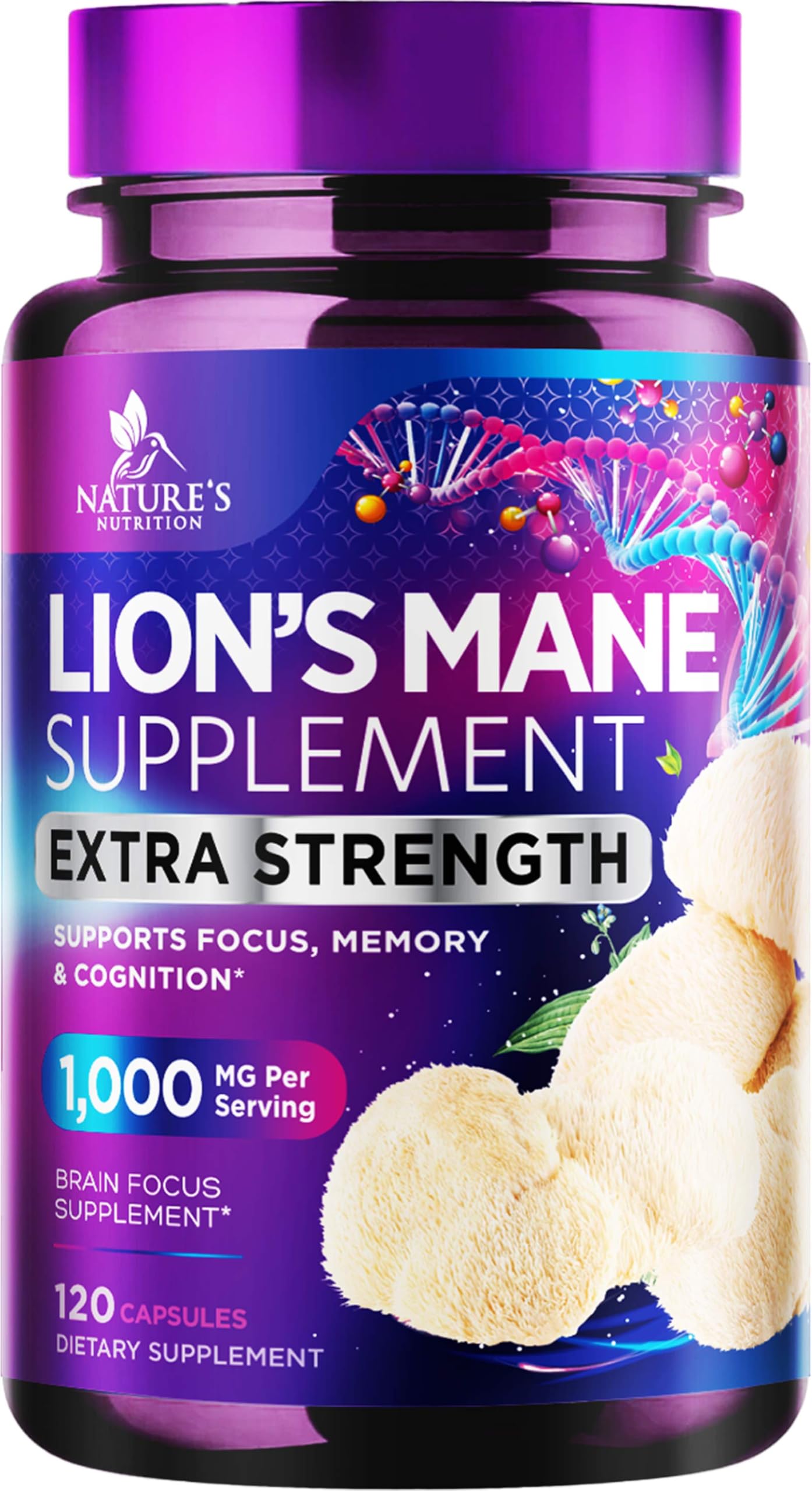 Nature's Nutrition Lion's Mane Mushroom Capsules 120 Count