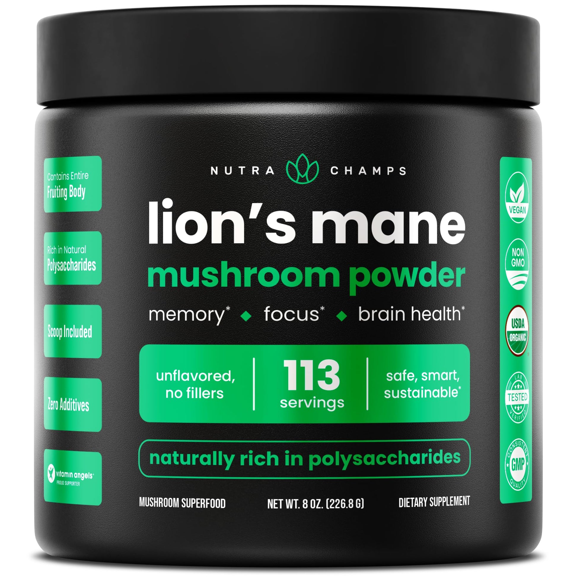 NutraChamps Organic Lion's Mane Powder 2000mg 8oz