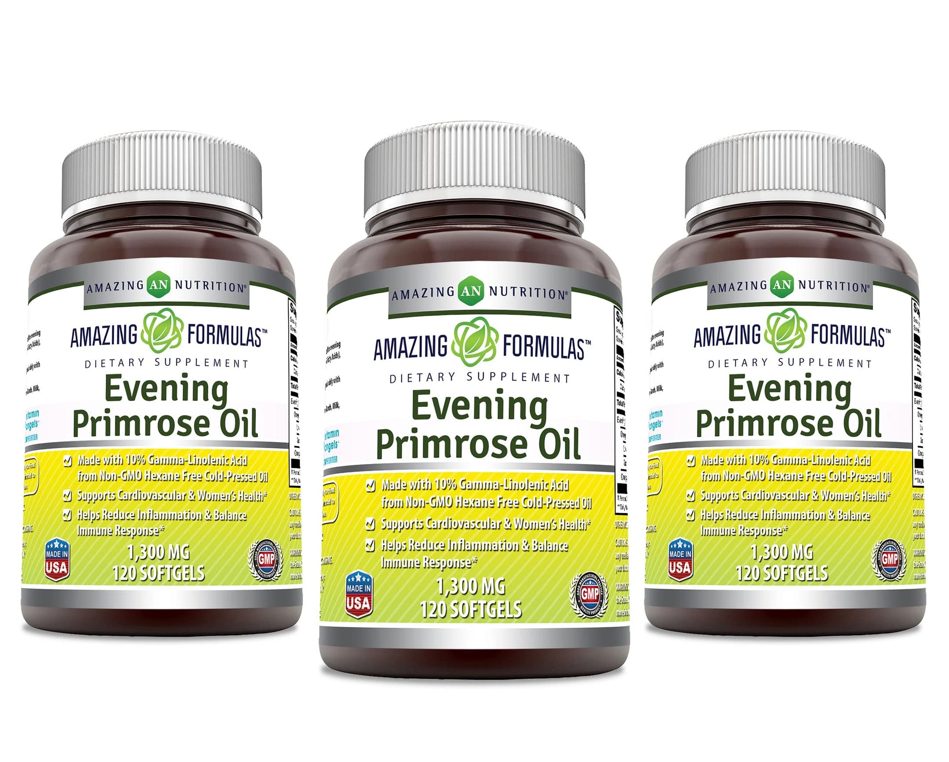 Amazing Nutrition Evening Primrose Oil 1300mg, 10% GLA, Softgels 1 Count