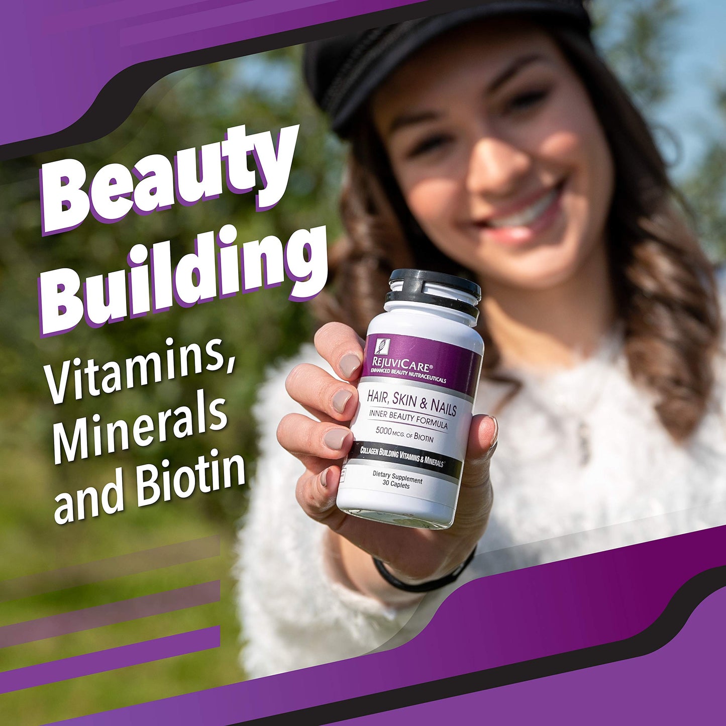 Rejuvicare Hair, Skin & Nails Beauty Formula with Biotin, Collagen Building Vitamins and Minerals Capsules 30