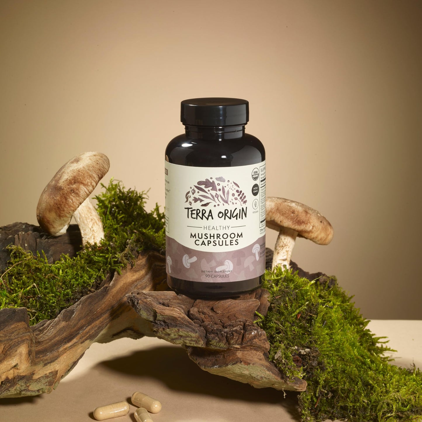 TERRA ORIGIN Healthy Mushroom Complex Supplement 90 Capsules