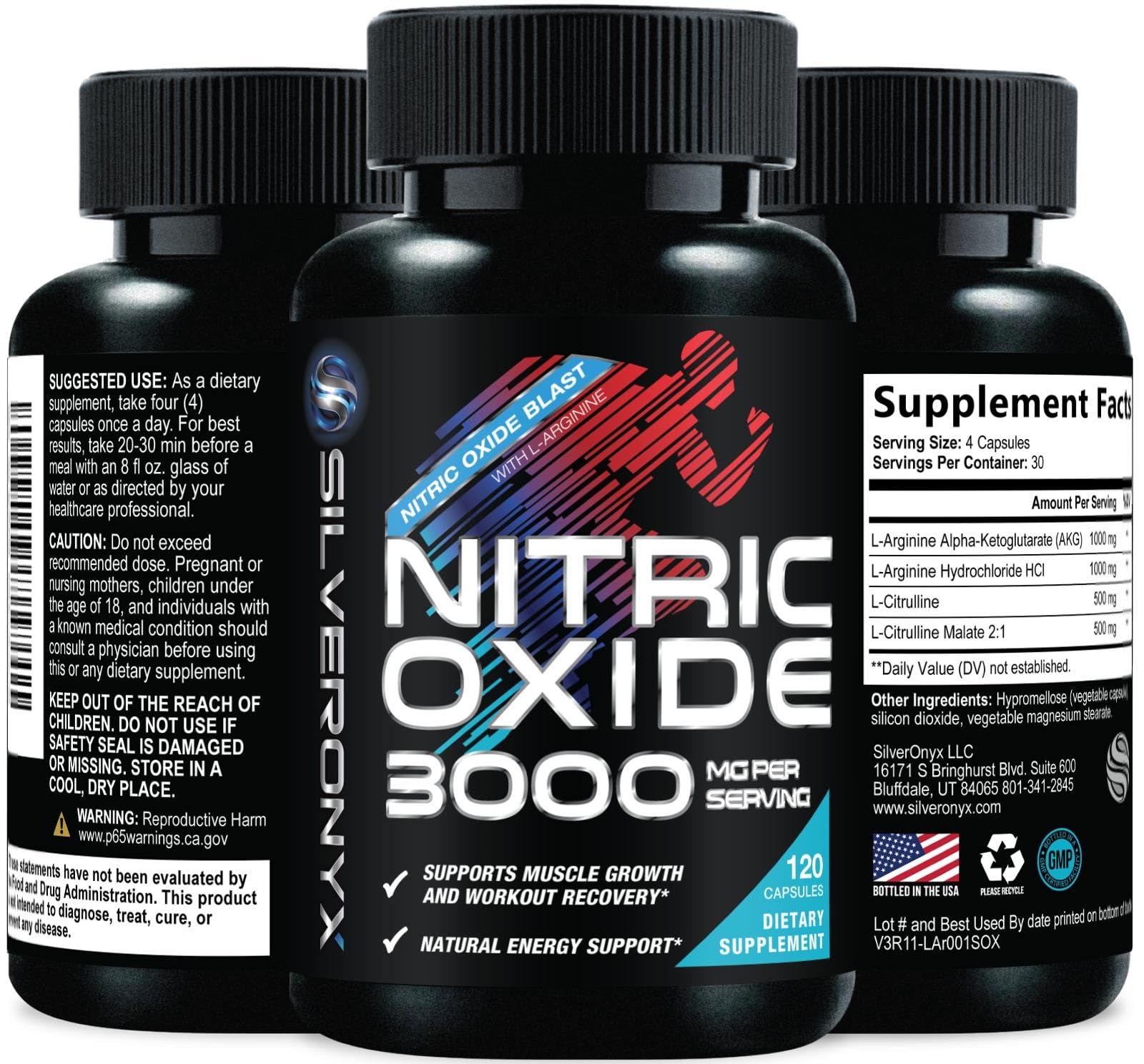 SILVERONYX Nitric Oxide Booster Capsules, 120 Capsules