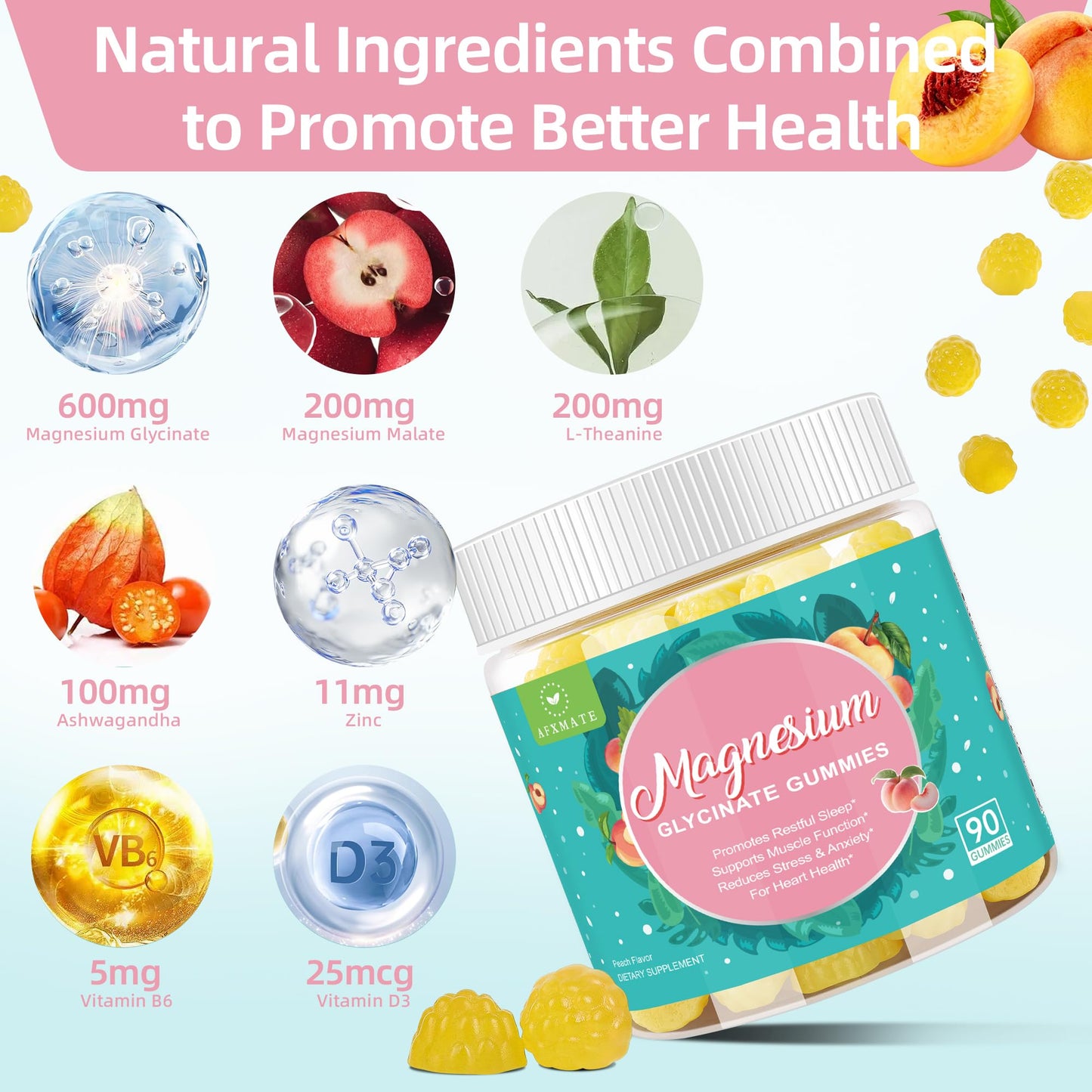 AXFMATE Magnesium Glycinate Gummies 90 Count