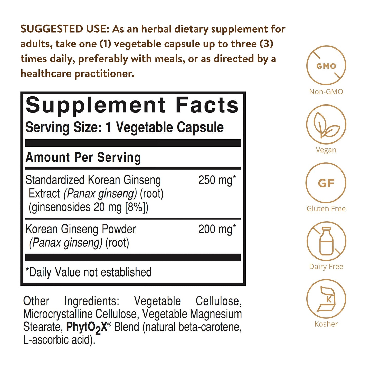 Solgar Korean Ginseng Root Extract Capsules, 60 Count