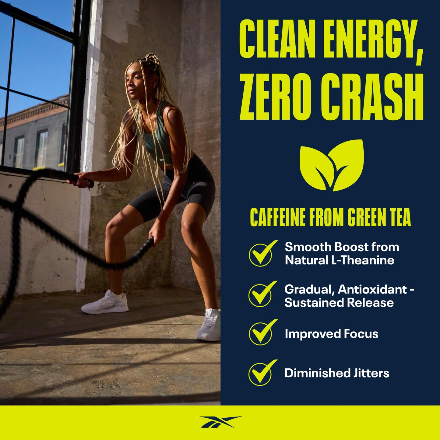 Reebok REEenergize Pre-Workout + Creatine Powder, 14 Ounce