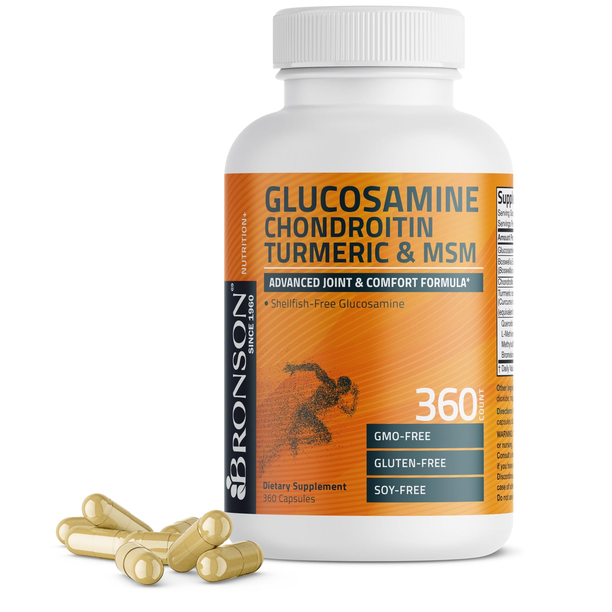 Bronson Glucosamine Chondroitin Turmeric & MSM Advanced Joint & Cartilage Formula Capsules, 360