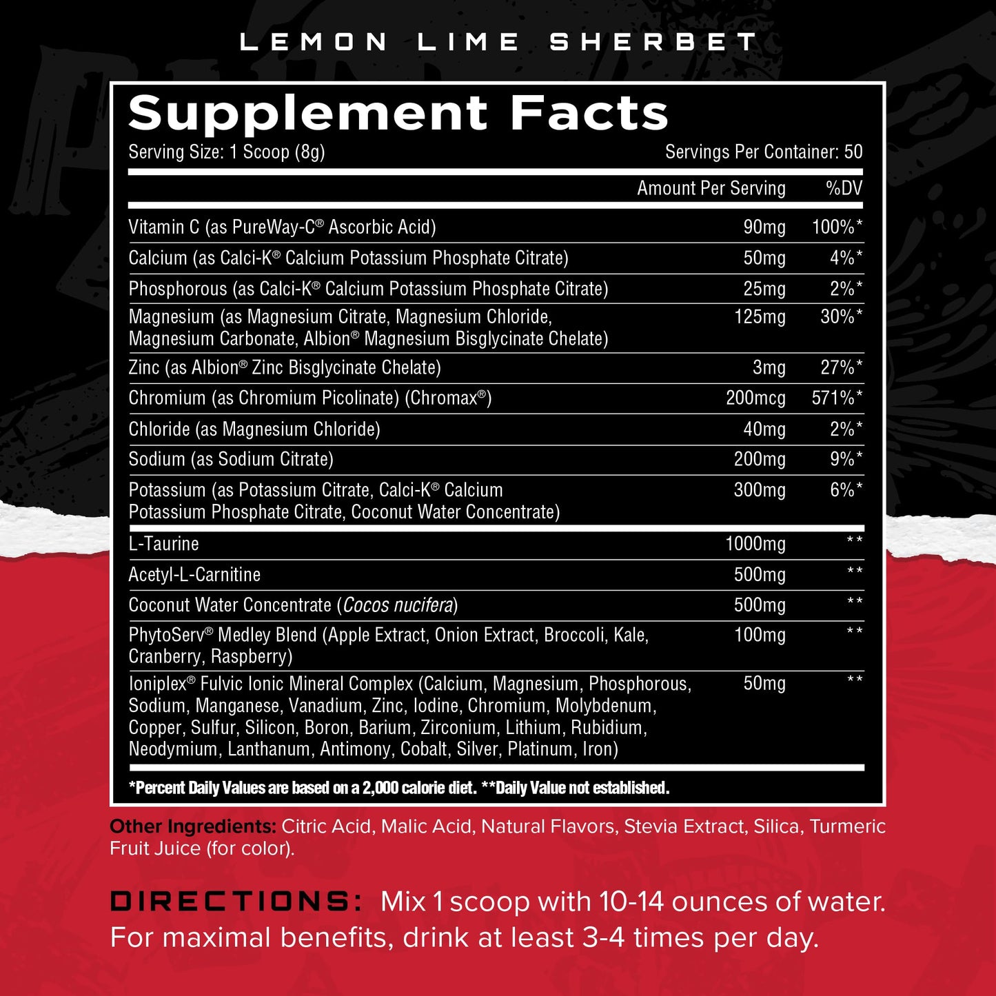 Unmatched ElectraShred Electrolyte Powder, Lemon Lime Sherbet, 14.11, 50 Servings