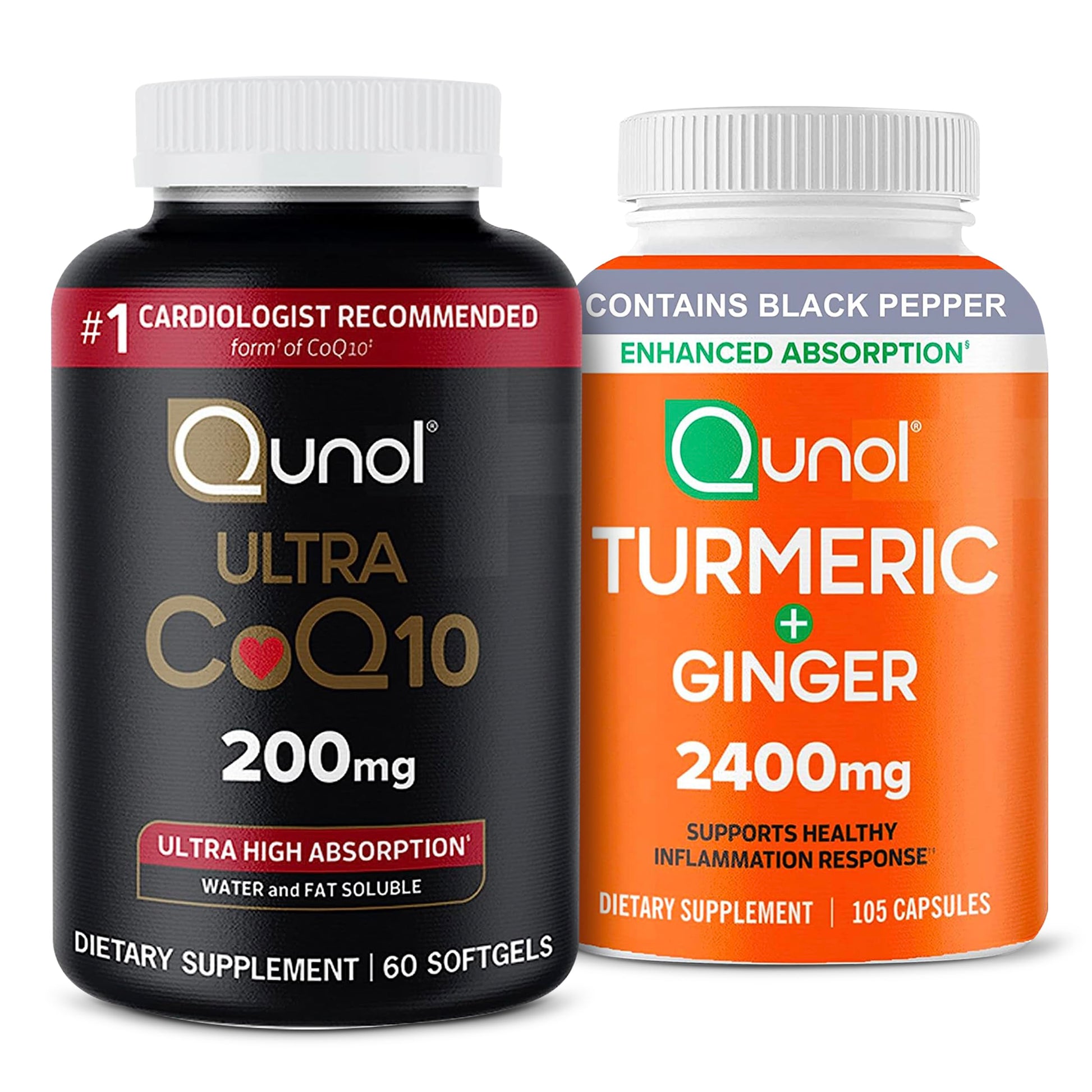 Qunol CoQ10 & Turmeric Capsules, 60 Count & 105 Count