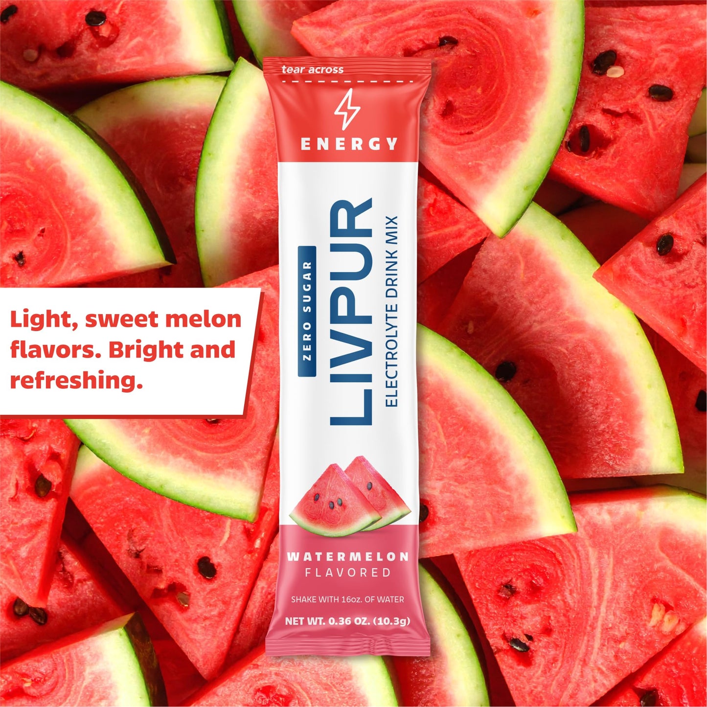 LivPur Nutrition Energy Electrolyte Mix Watermelon Natural Caffeine Powder 5.2 Ounce