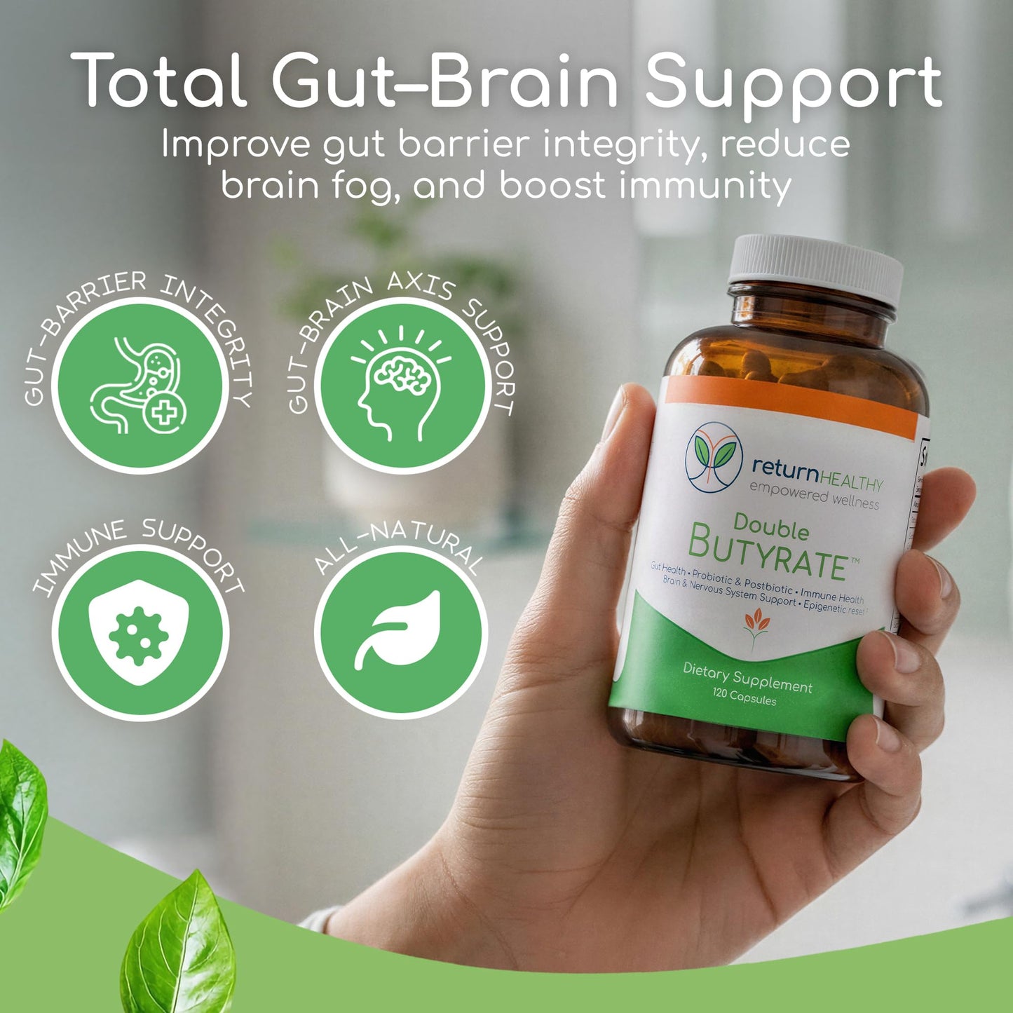Return Healthy Double Butyrate Gut Health Supplement Capsules 360 Count